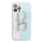 Personalised Chrome Marble iPhone 13 Pro Max TPU Impact Case with White Edges
