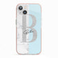 Personalised Chrome Marble iPhone 13 TPU Impact Case with Pink Edges