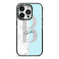 Personalised Chrome Marble iPhone 14 Pro Black Impact Case on Silver phone