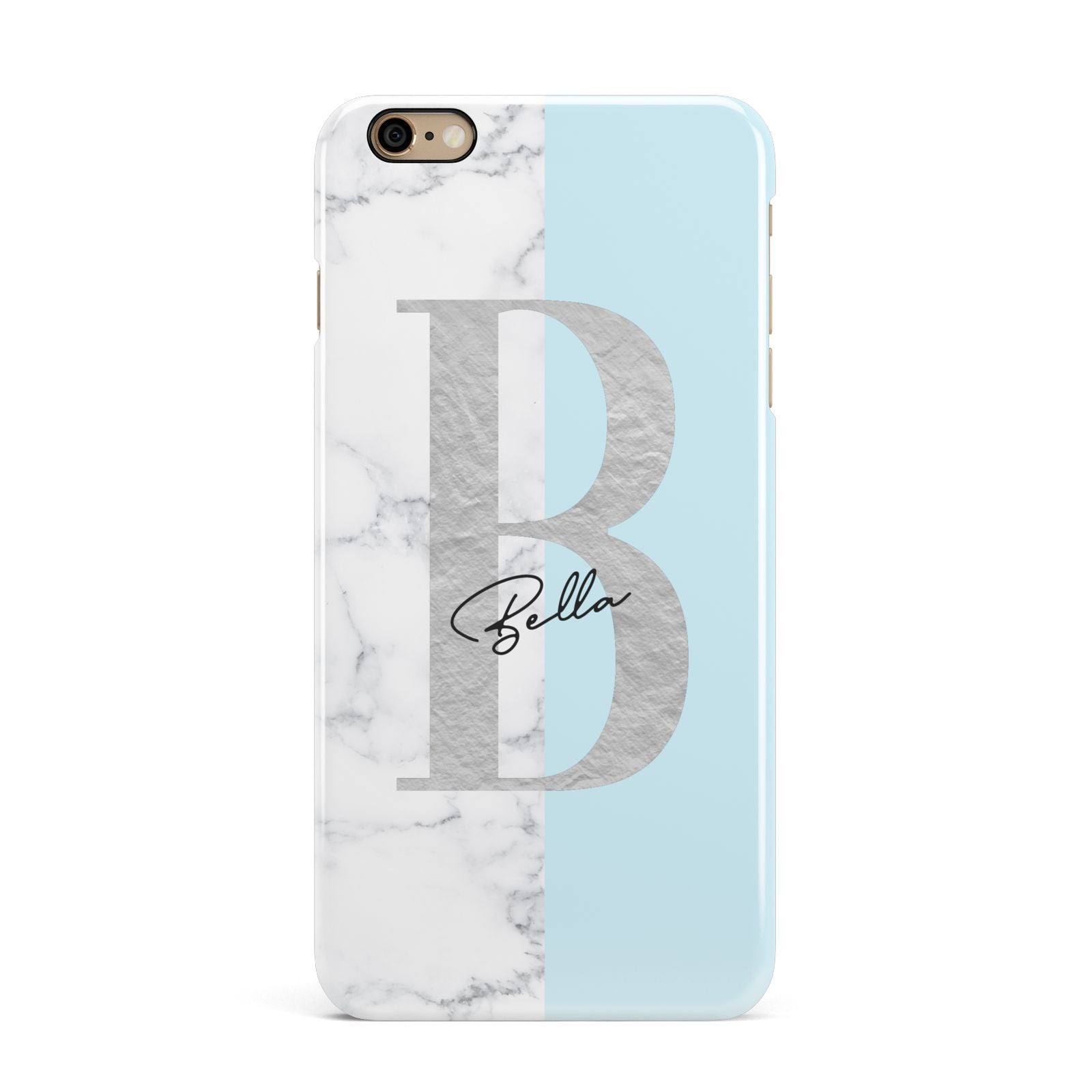 Personalised Chrome Marble iPhone 6 Plus 3D Snap Case on Gold Phone