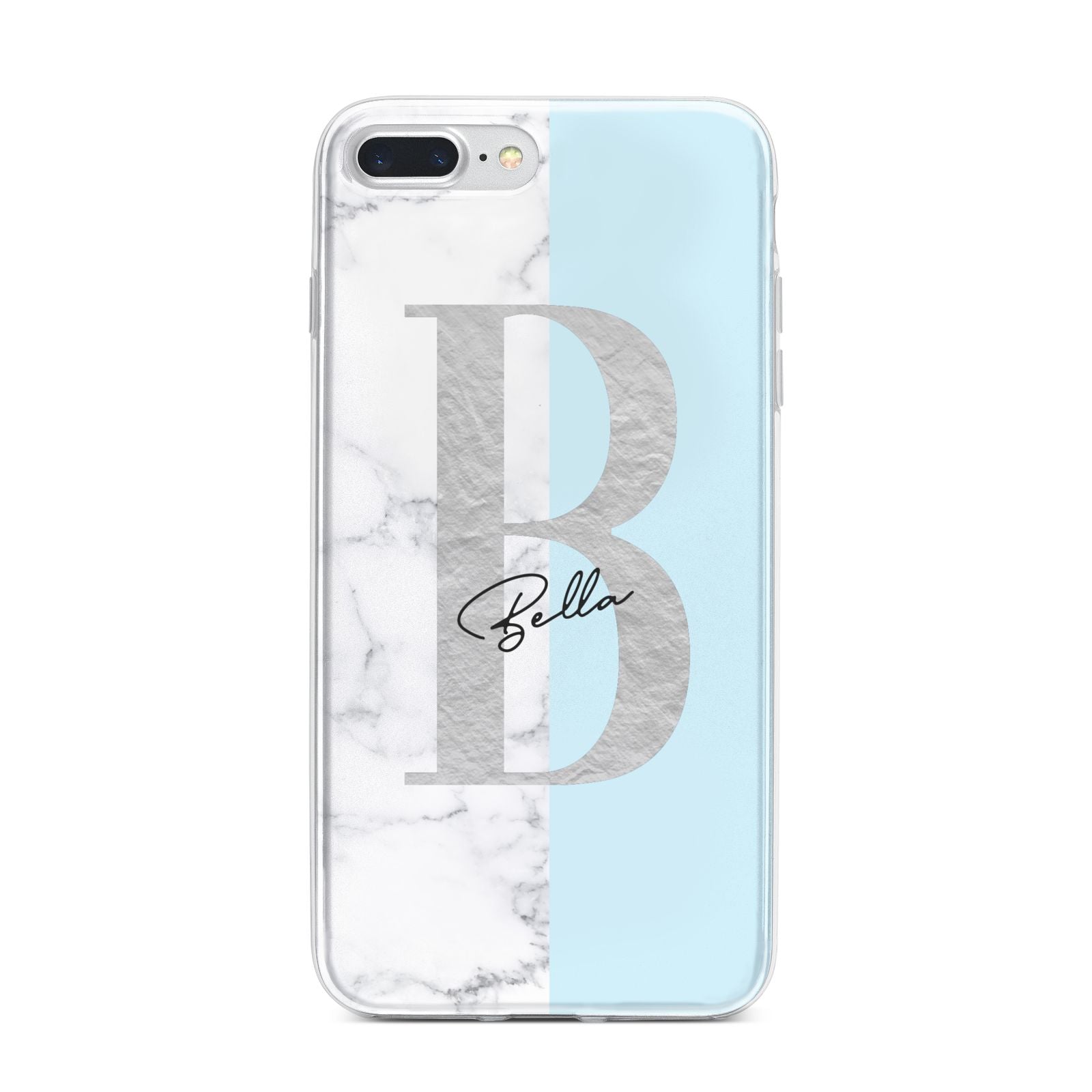 Personalised Chrome Marble iPhone 7 Plus Bumper Case on Silver iPhone