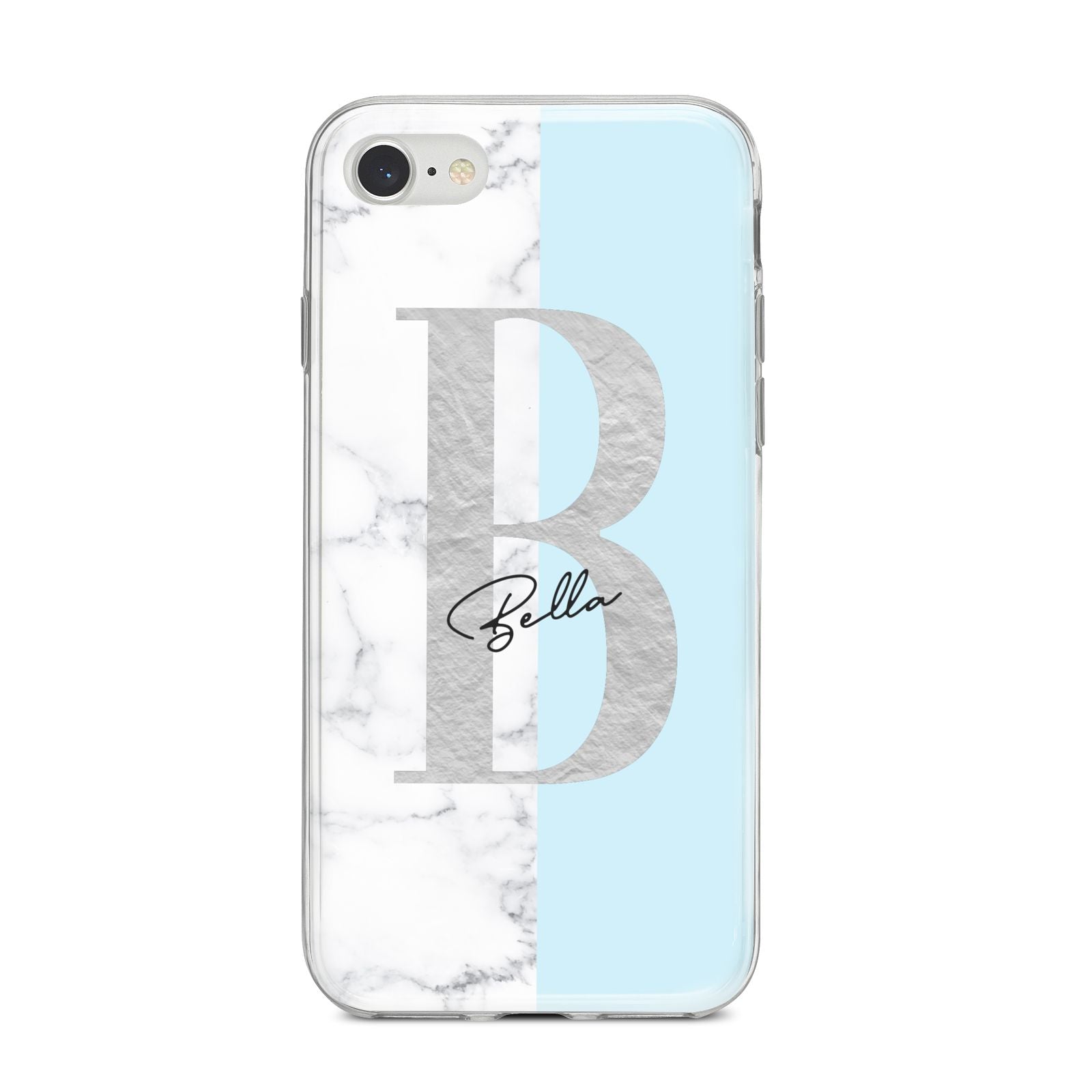 Personalised Chrome Marble iPhone 8 Bumper Case on Silver iPhone
