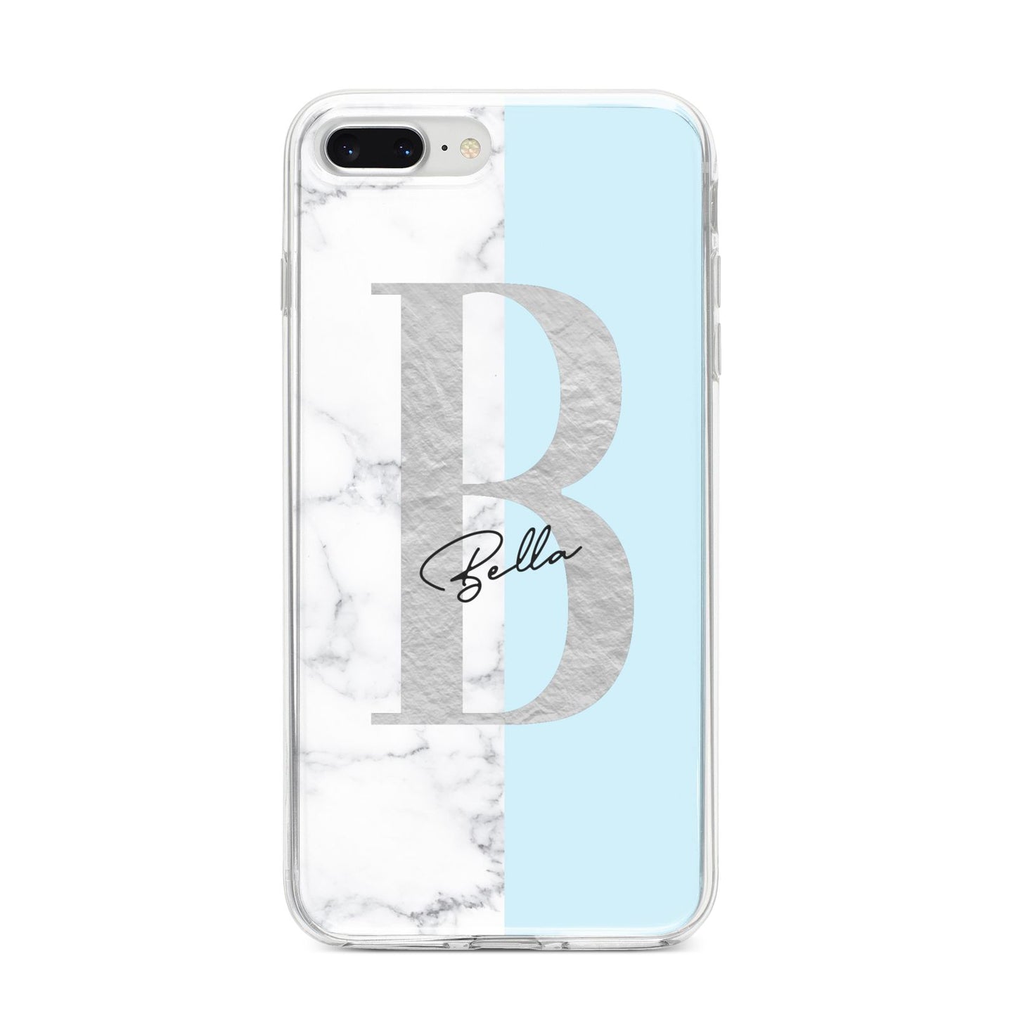 Personalised Chrome Marble iPhone 8 Plus Bumper Case on Silver iPhone
