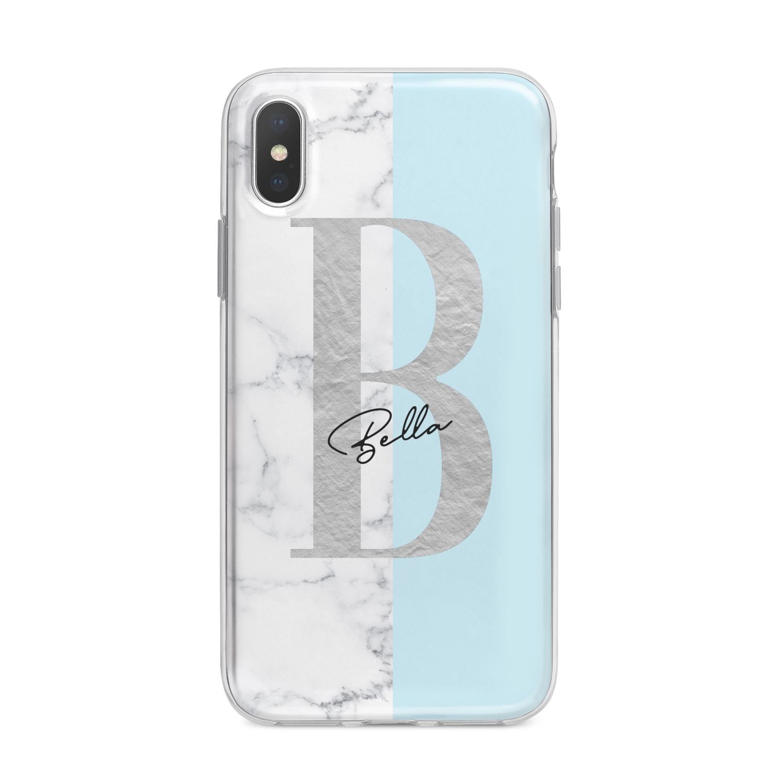 Personalised Chrome Marble iPhone X Bumper Case on Silver iPhone Alternative Image 1