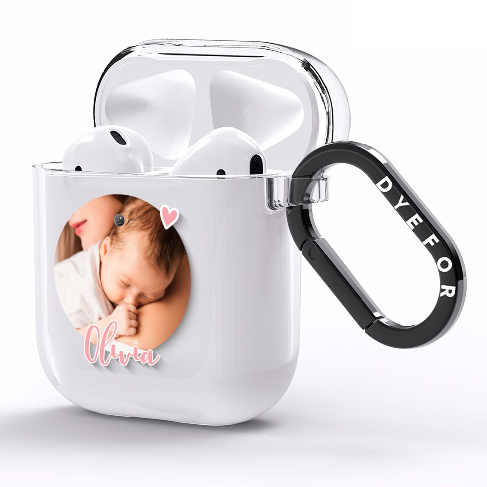 Personalised Circle Photo Upload AirPods Clear Case Side Image