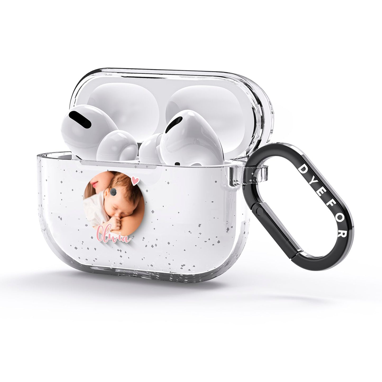Personalised Circle Photo Upload AirPods Glitter Case 3rd Gen Side Image