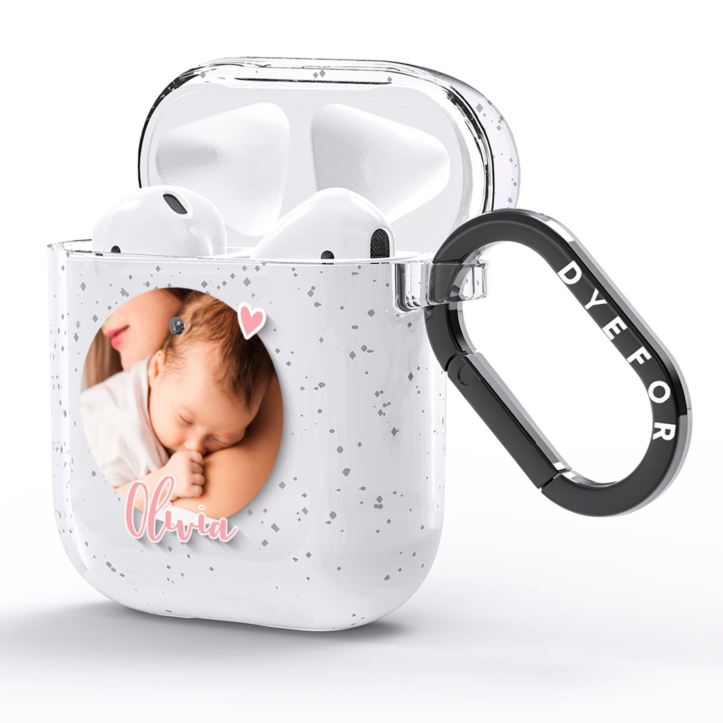 Personalised Circle Photo Upload AirPods Glitter Case Side Image