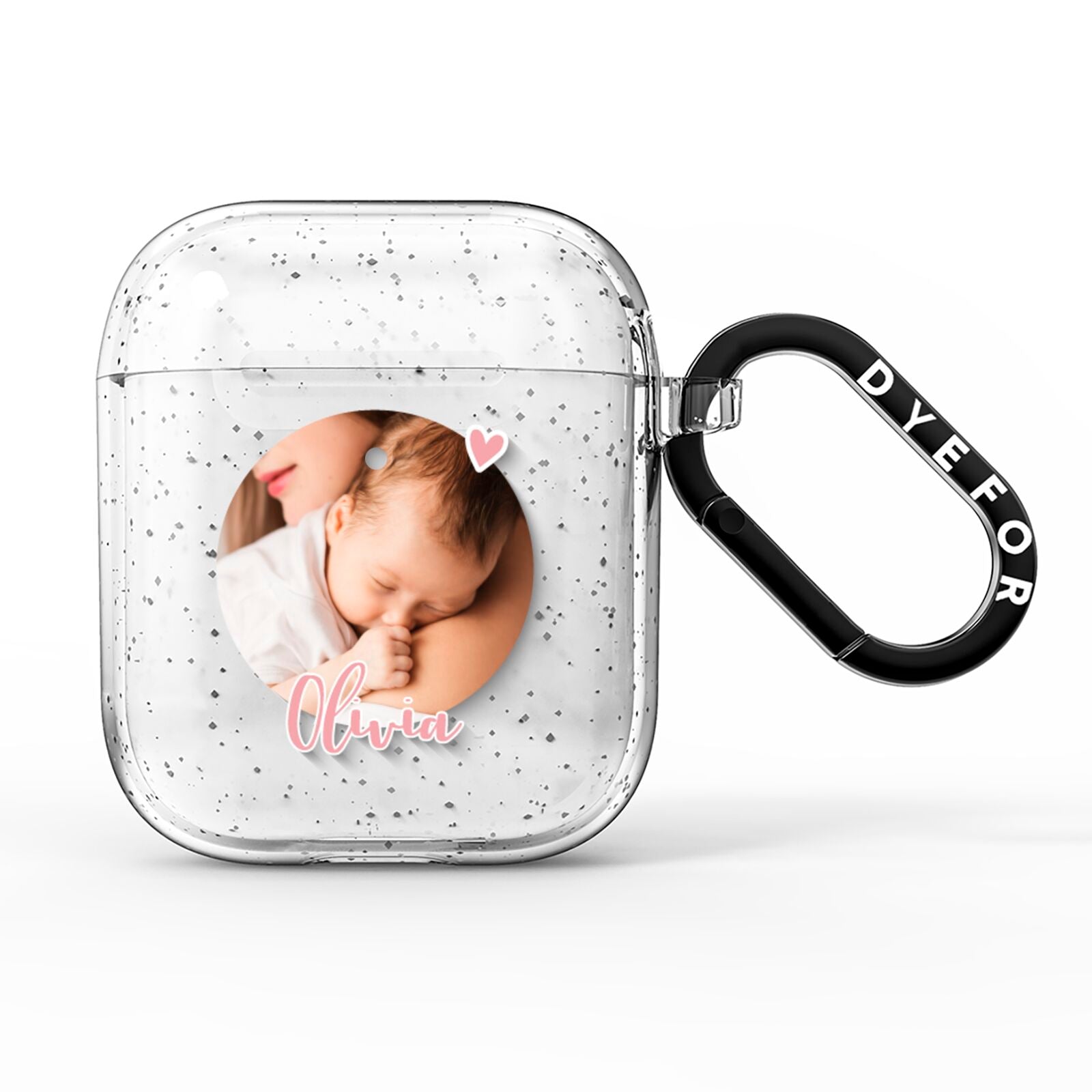 Personalised Circle Photo Upload AirPods Glitter Case