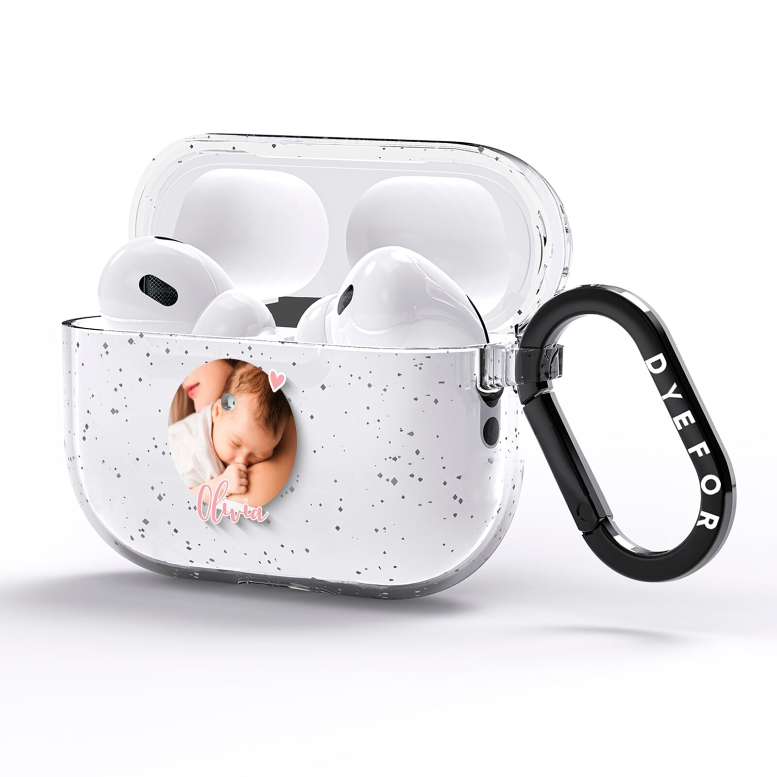 Personalised Circle Photo Upload AirPods Pro Glitter Case Side Image