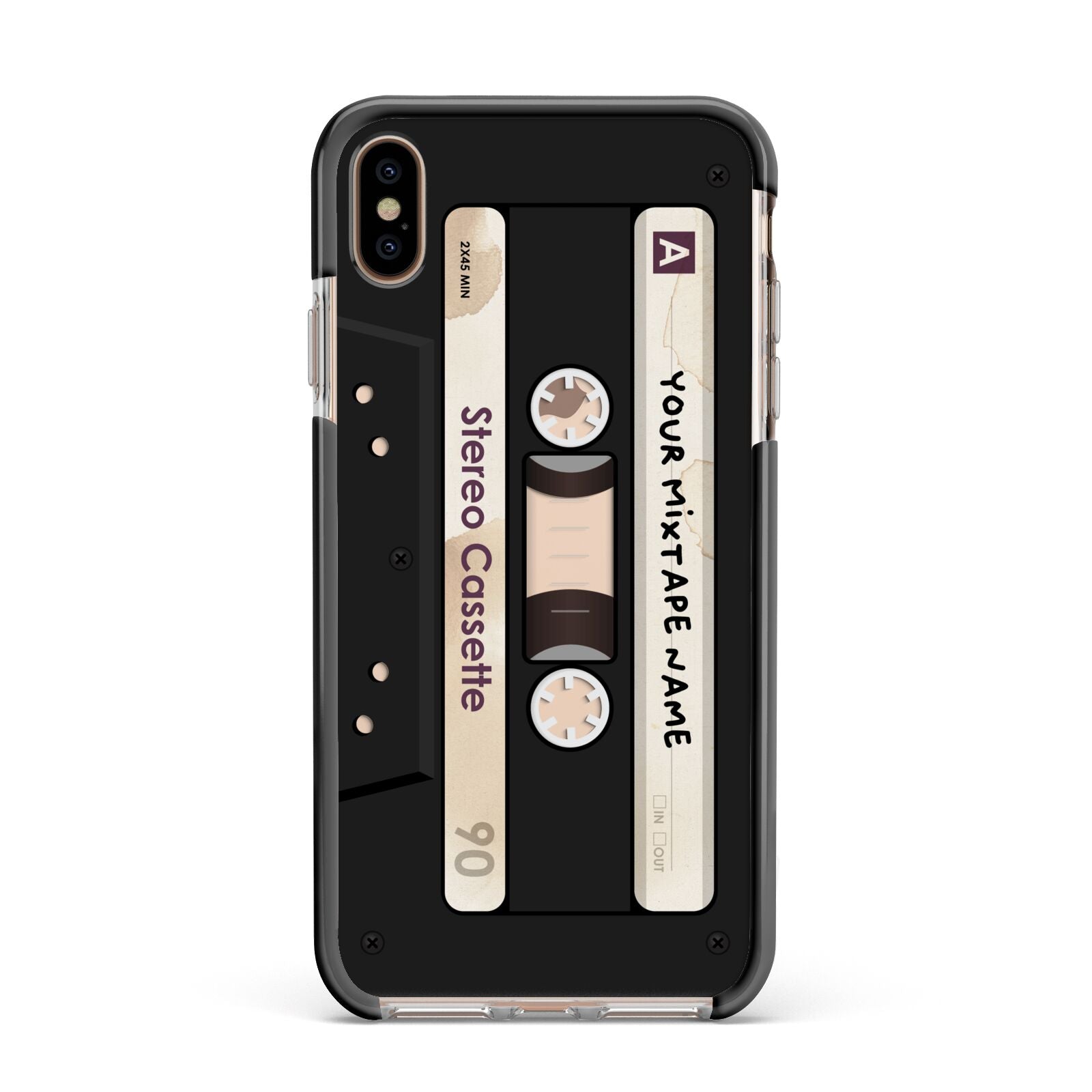 Personalised Classic Mixtape Apple iPhone Xs Max Impact Case Black Edge on Gold Phone