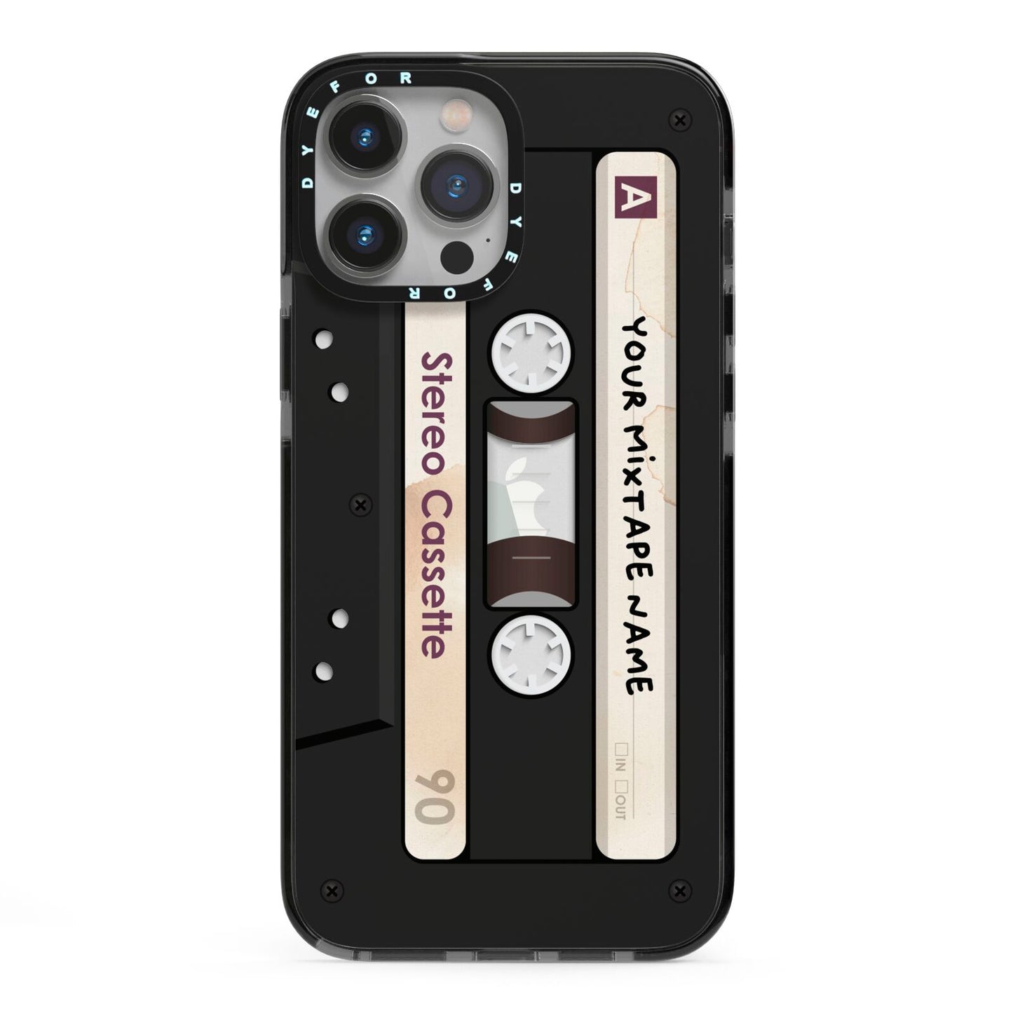 Personalised Classic Mixtape iPhone 13 Pro Max Black Impact Case on Silver phone