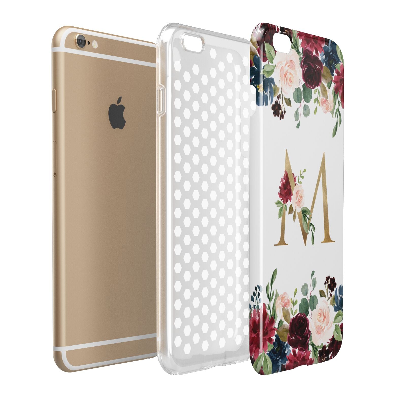 Personalised Clear Monogram Floral Apple iPhone 6 Plus 3D Tough Case Expand Detail Image