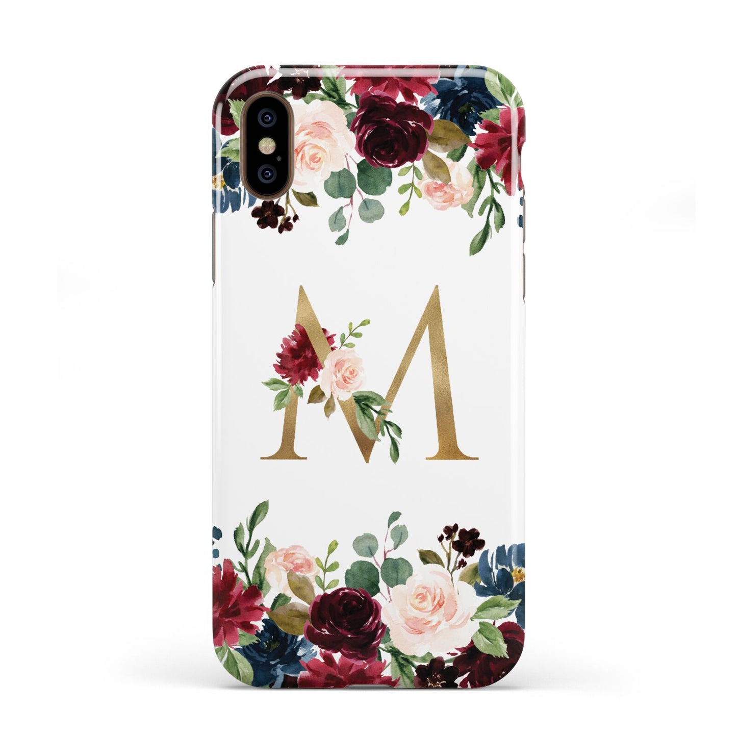 Personalised Clear Monogram Floral Apple iPhone XS 3D Tough