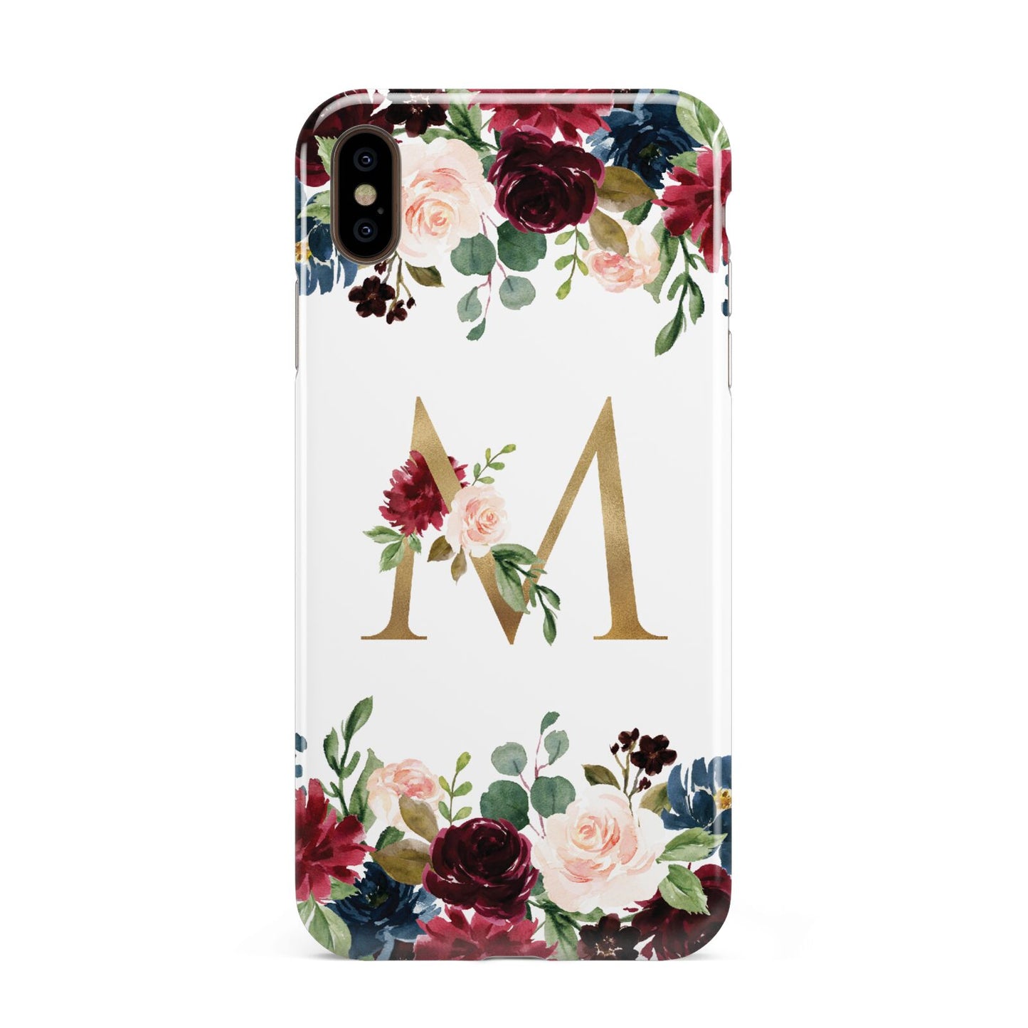 Personalised Clear Monogram Floral Apple iPhone Xs Max 3D Tough Case