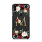 Personalised Clear Monogram Floral Apple iPhone Xs Max Impact Case Black Edge on Black Phone