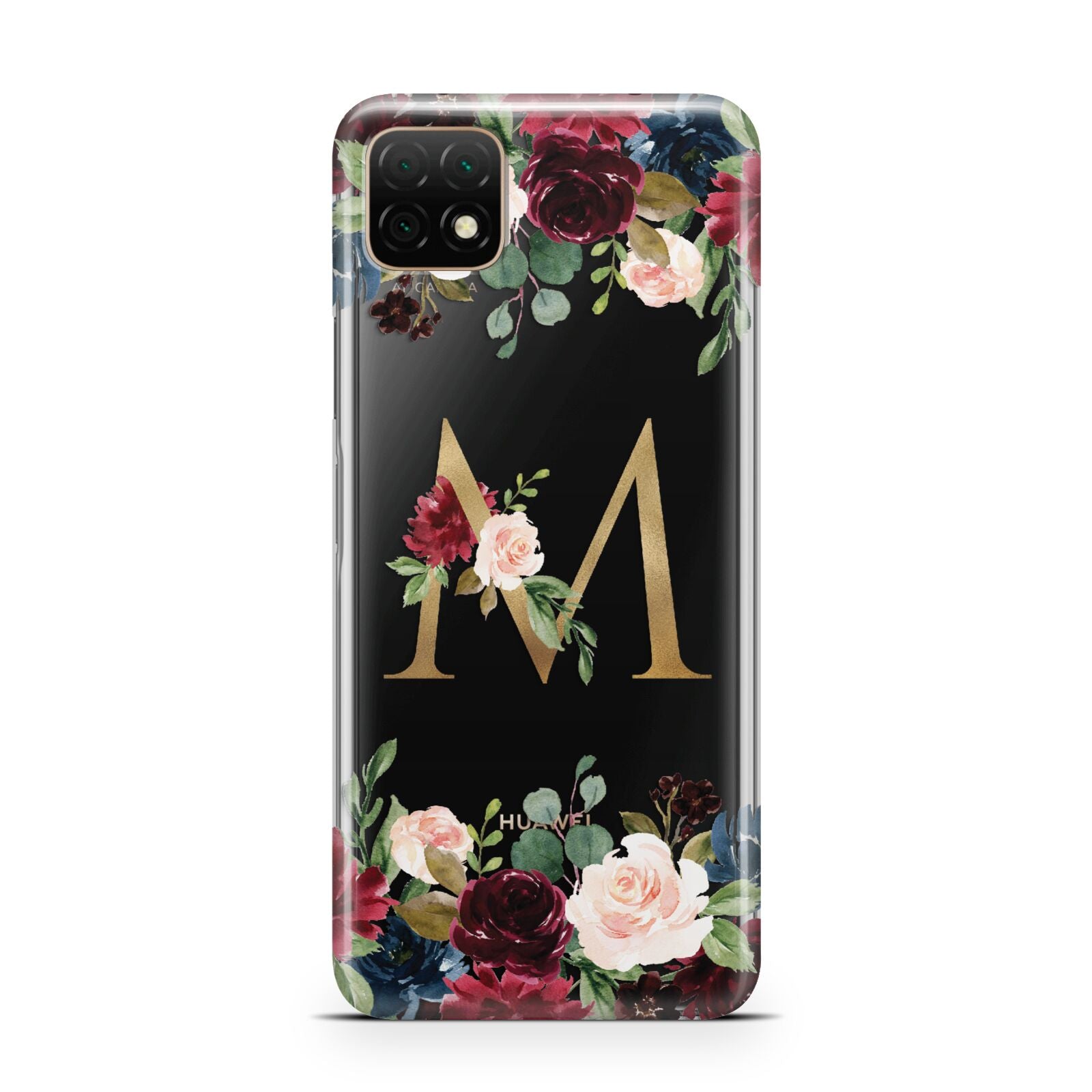 Personalised Clear Monogram Floral Huawei Enjoy 20 Phone Case