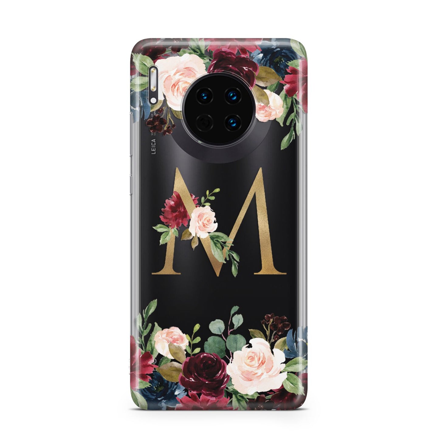 Personalised Clear Monogram Floral Huawei Mate 30