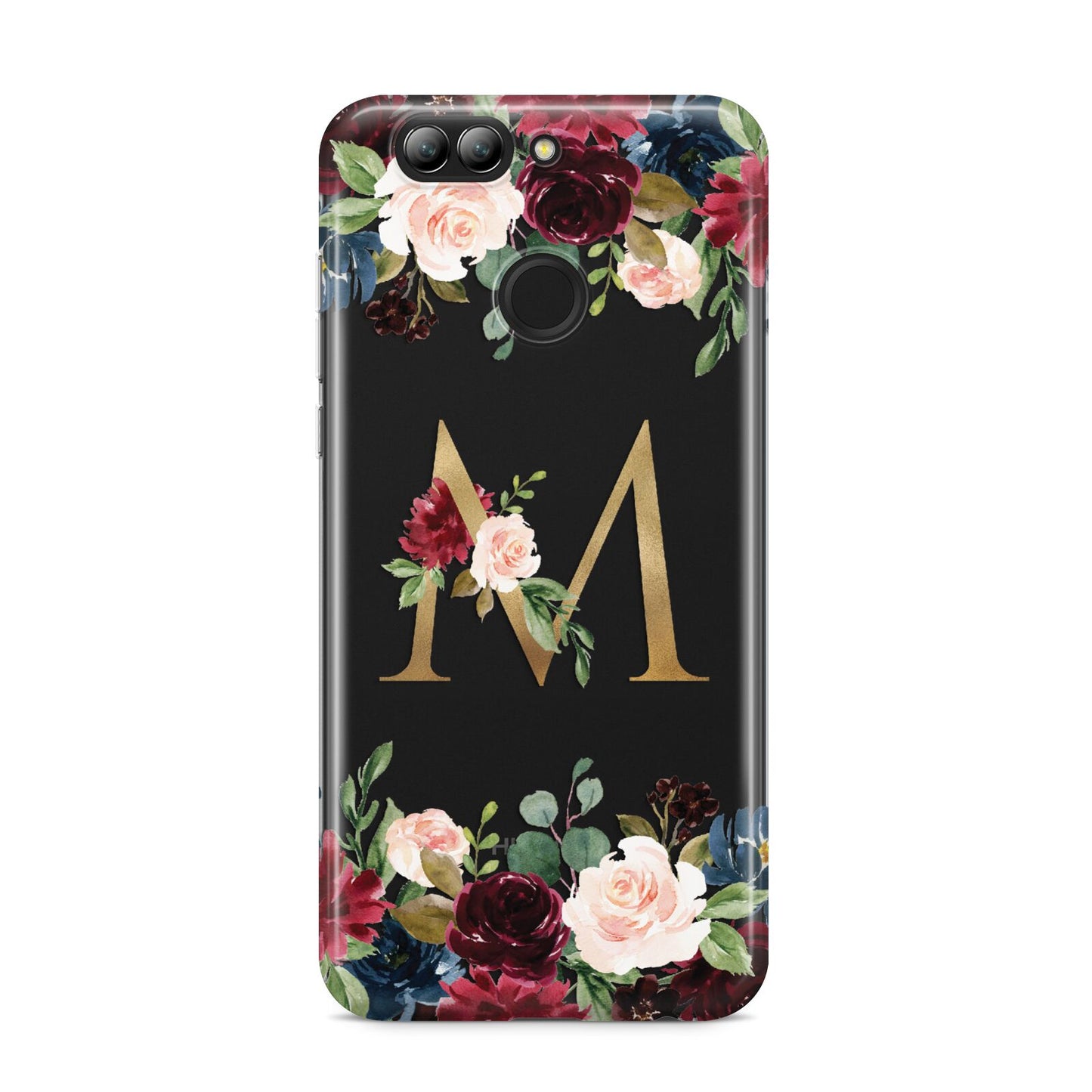 Personalised Clear Monogram Floral Huawei Nova 2s Phone Case