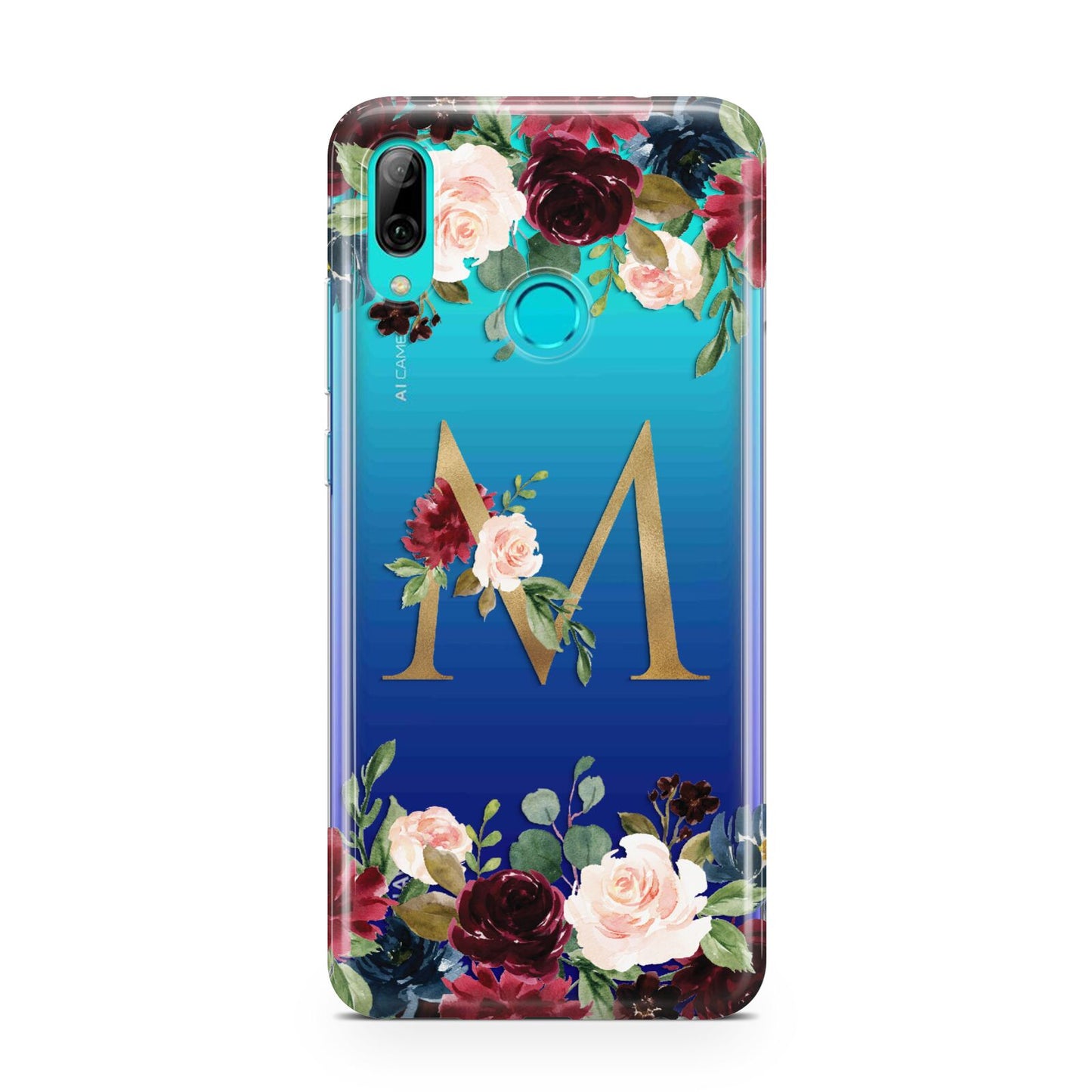 Personalised Clear Monogram Floral Huawei P Smart 2019 Case
