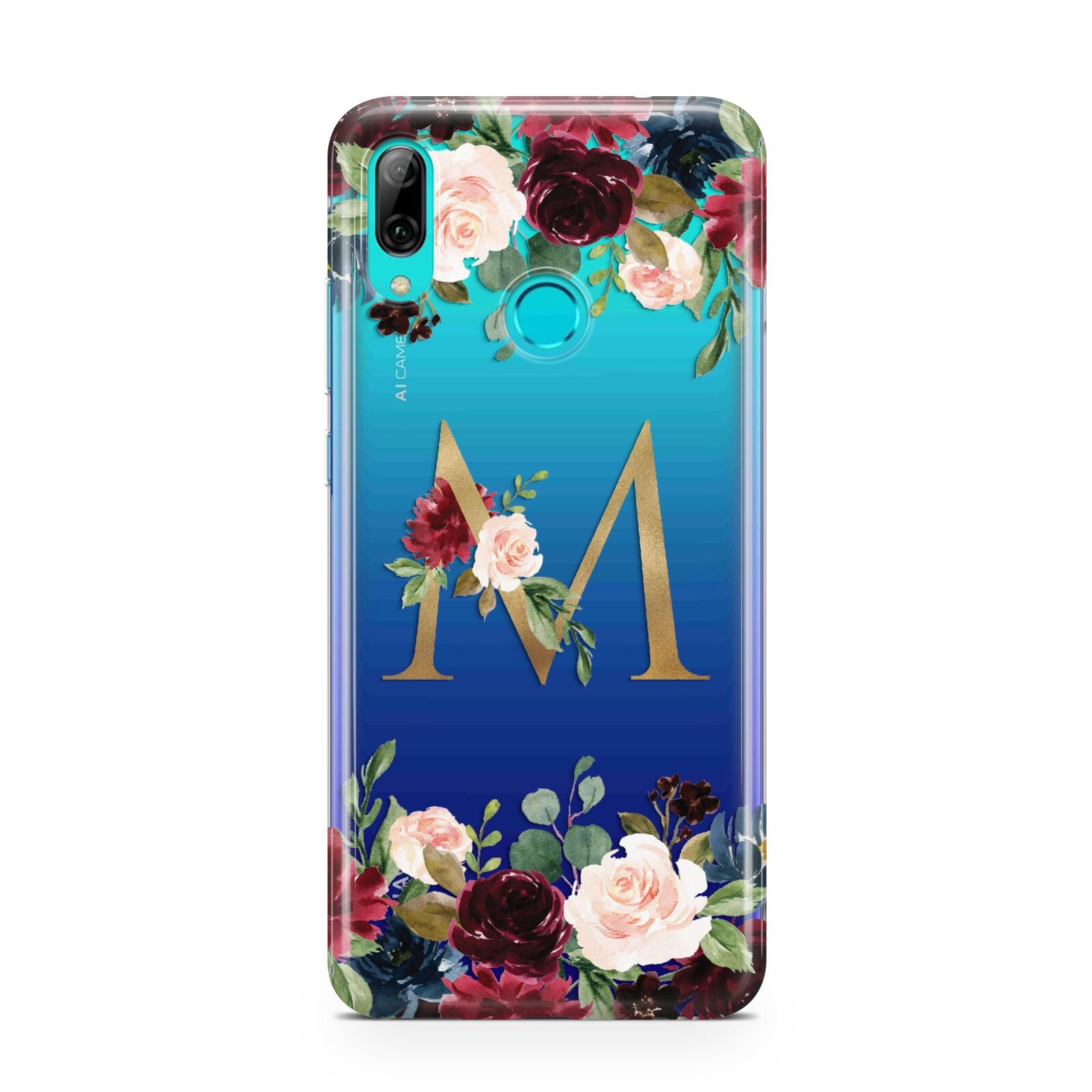 Personalised Clear Monogram Floral Huawei P Smart 2019 Case