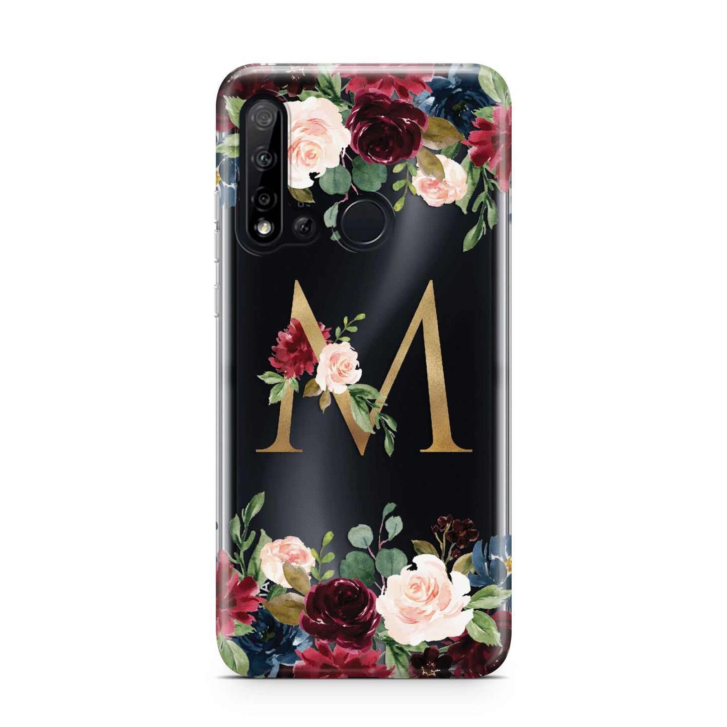 Personalised Clear Monogram Floral Huawei P20 Lite 5G Phone Case