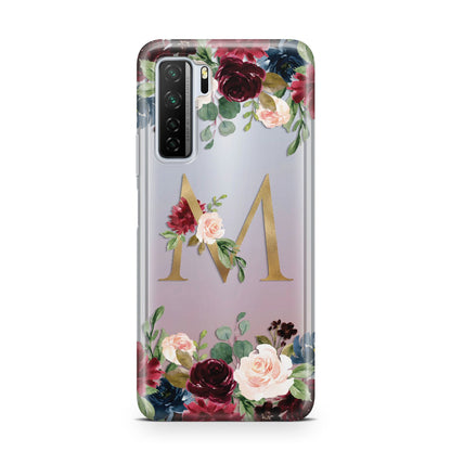 Personalised Clear Monogram Floral Huawei P40 Lite 5G Phone Case