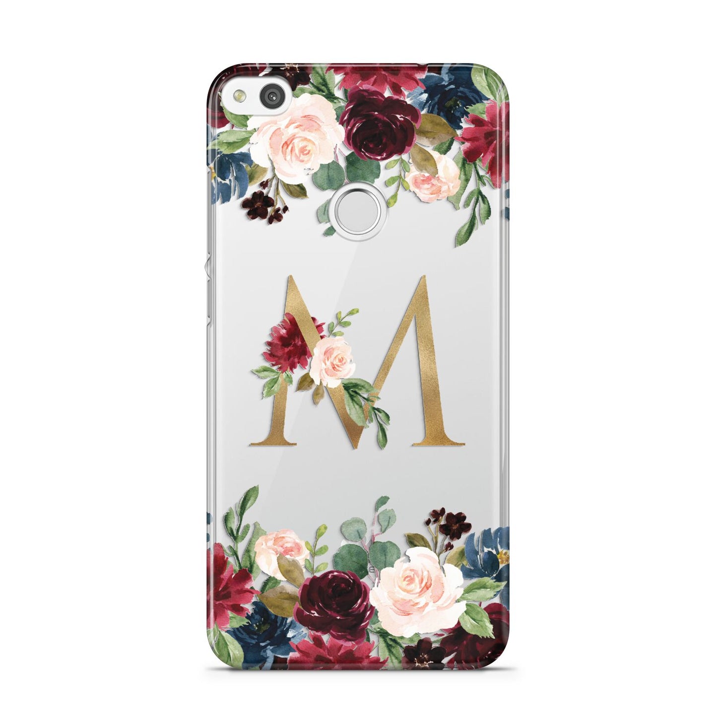 Personalised Clear Monogram Floral Huawei P8 Lite Case