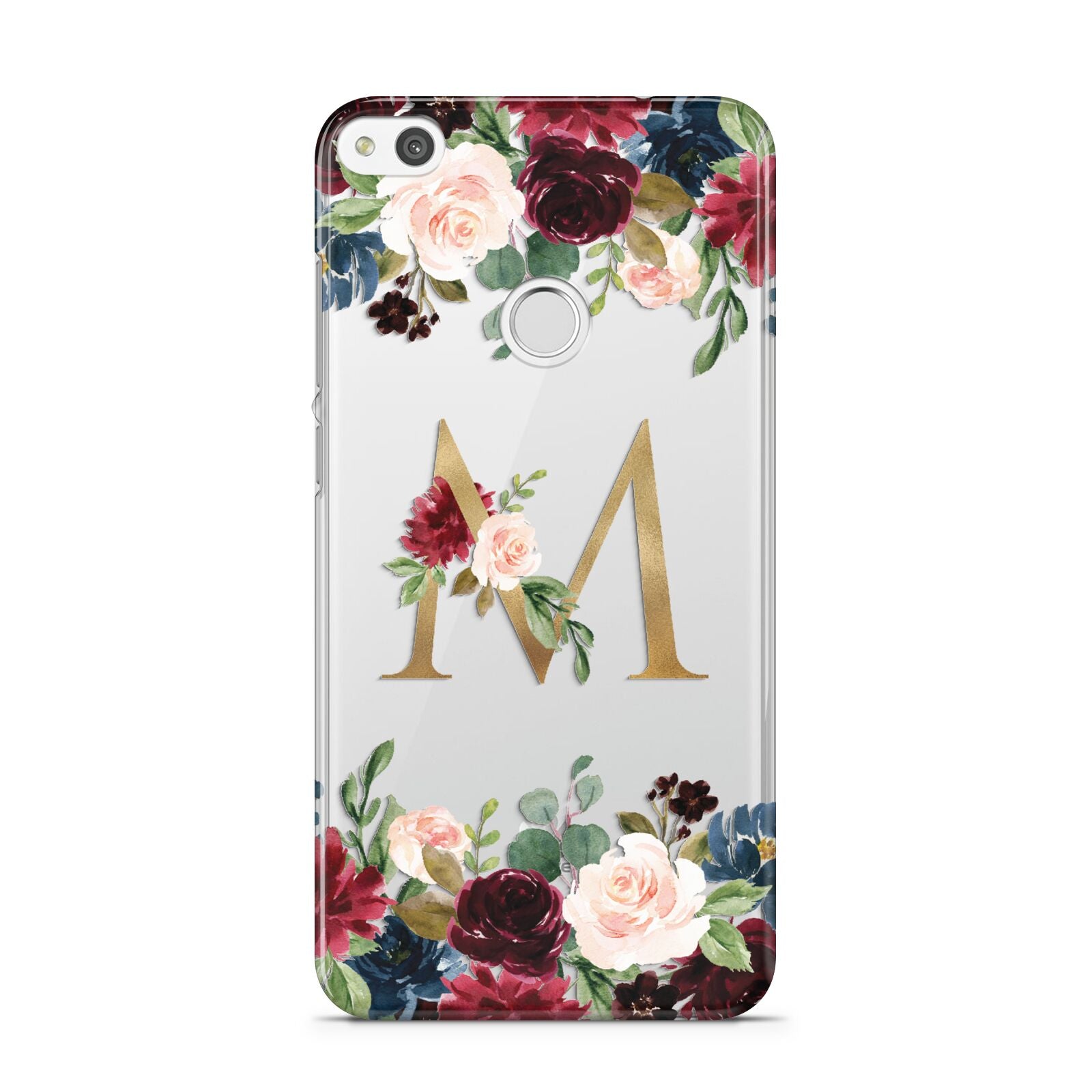 Personalised Clear Monogram Floral Huawei P8 Lite Case
