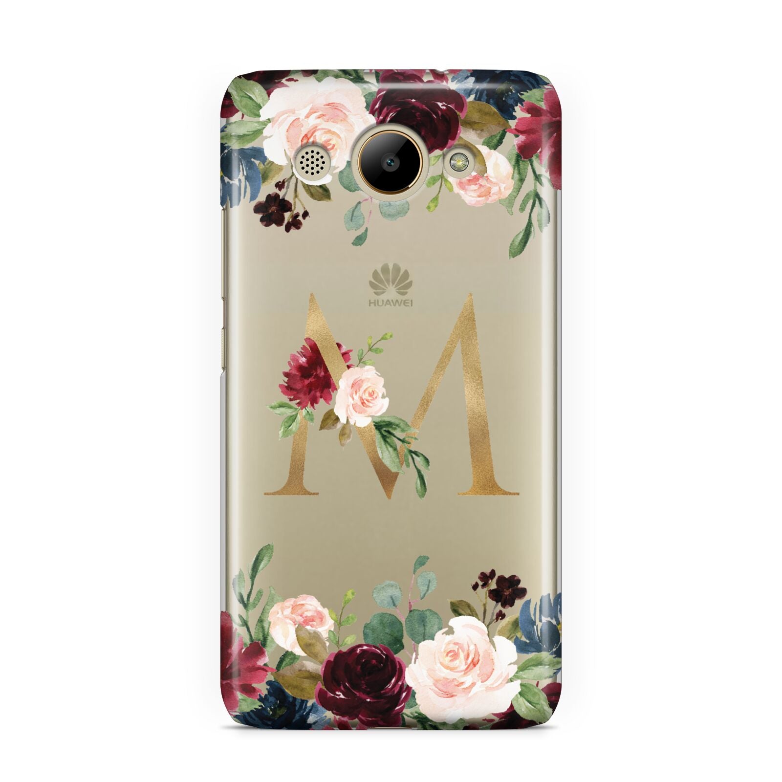 Personalised Clear Monogram Floral Huawei Y3 2017