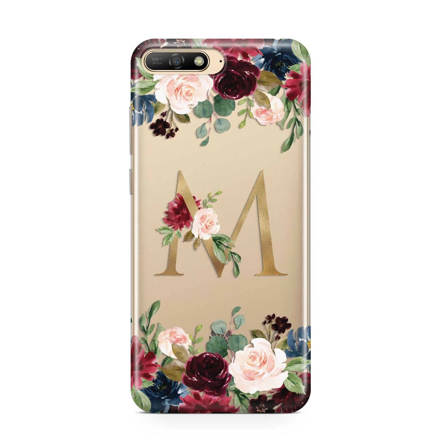 Personalised Clear Monogram Floral Huawei Y6 2018