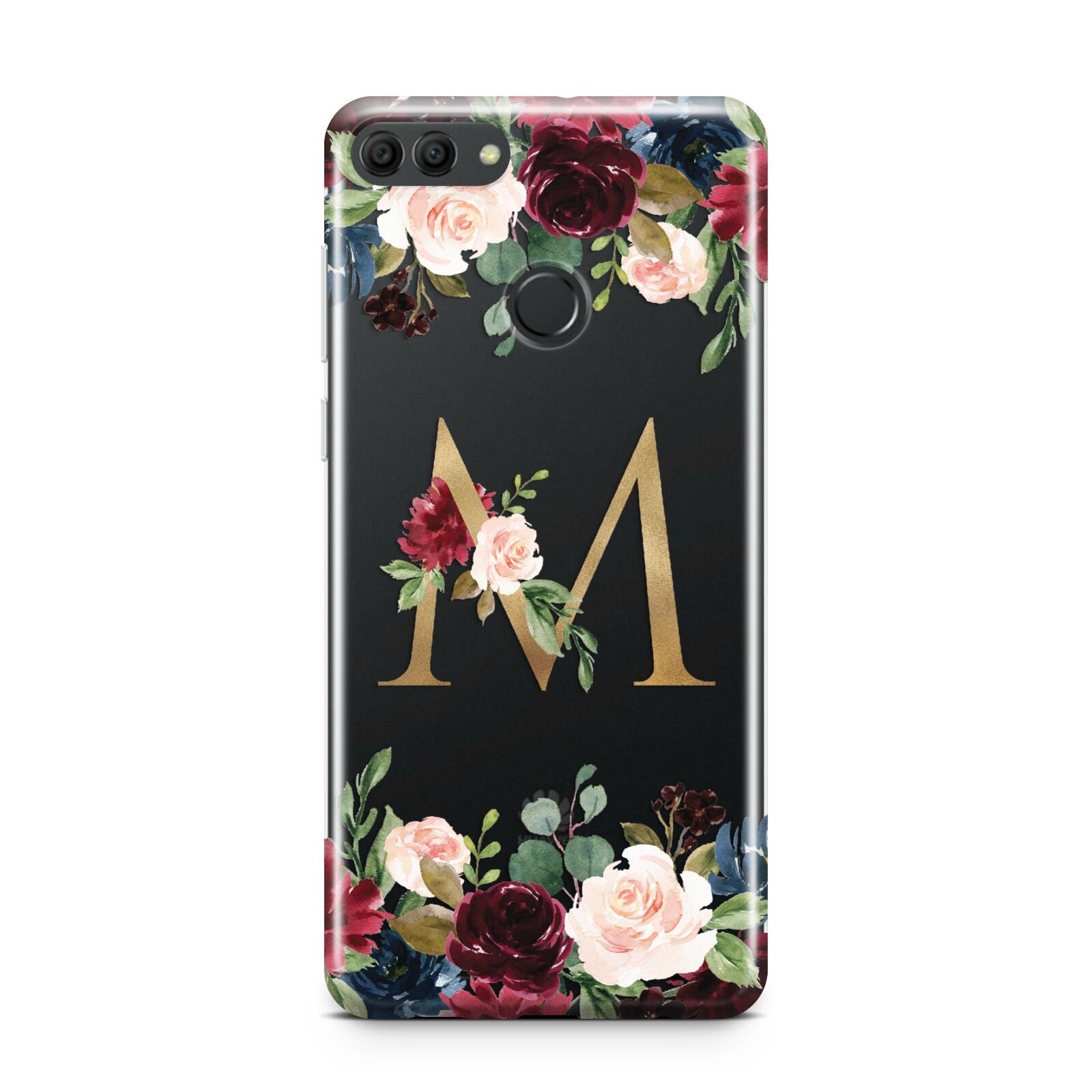 Personalised Clear Monogram Floral Huawei Y9 2018