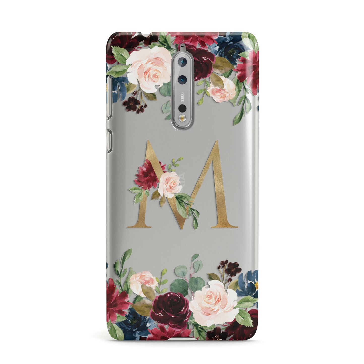 Personalised Clear Monogram Floral Nokia Case
