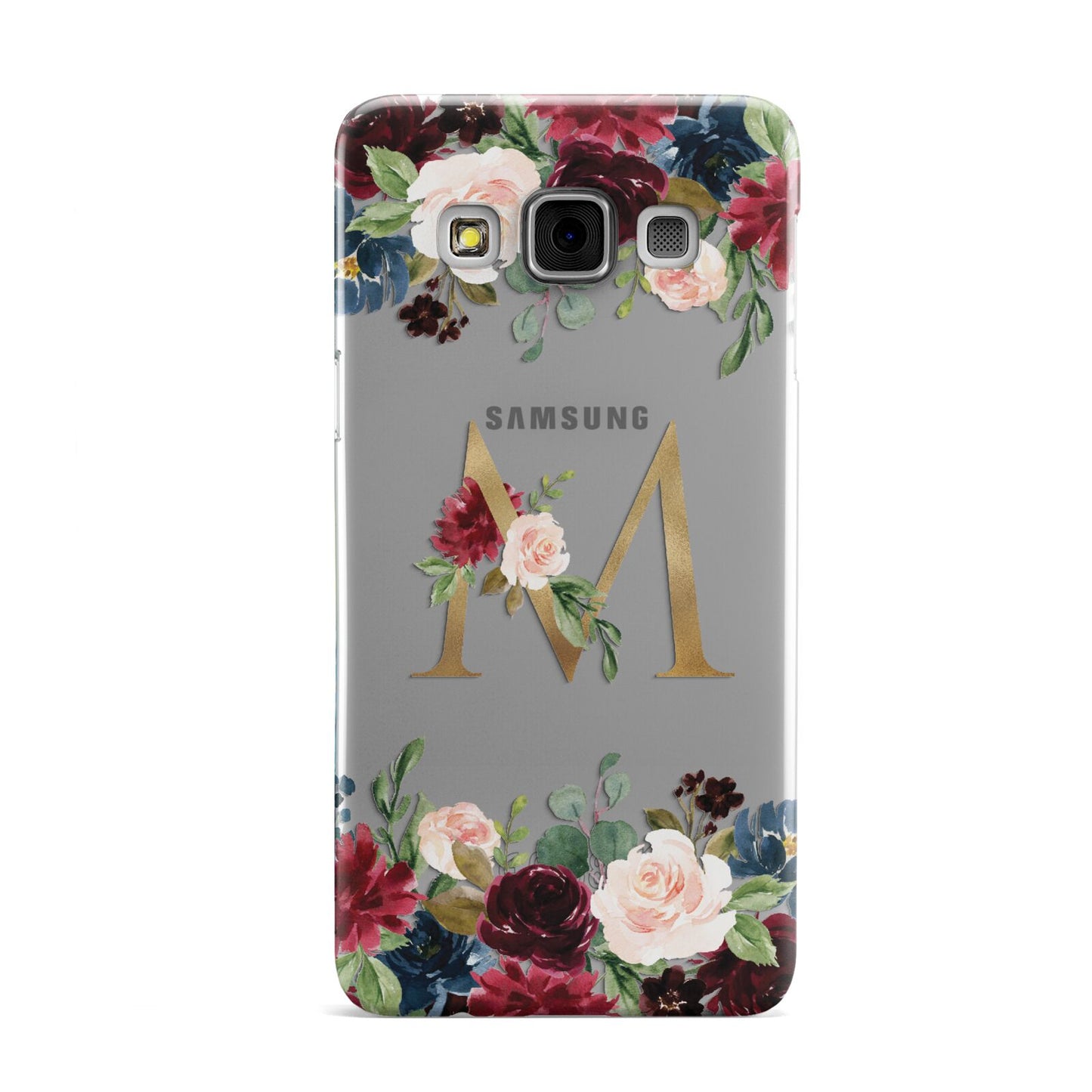 Personalised Clear Monogram Floral Samsung Galaxy A3 Case