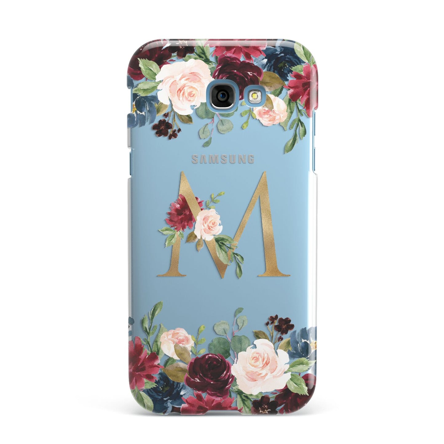 Personalised Clear Monogram Floral Samsung Galaxy A7 2017 Case
