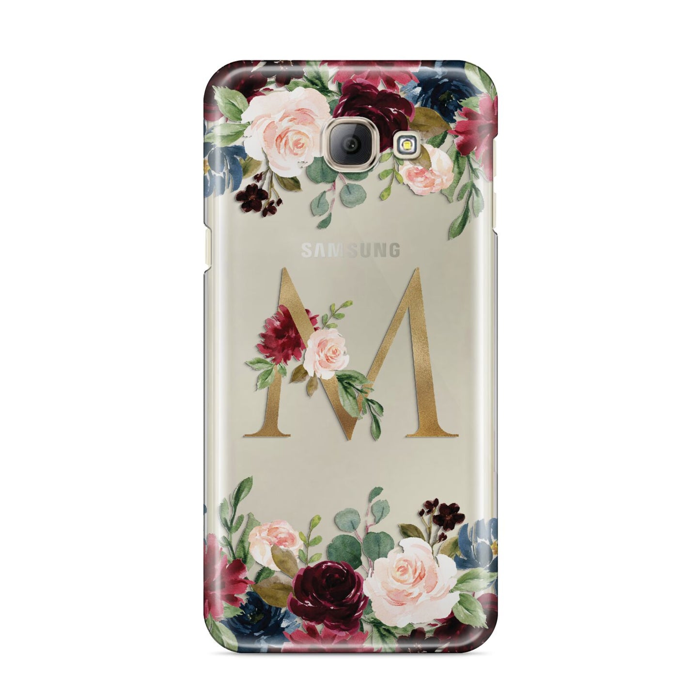 Personalised Clear Monogram Floral Samsung Galaxy A8 2016 Case