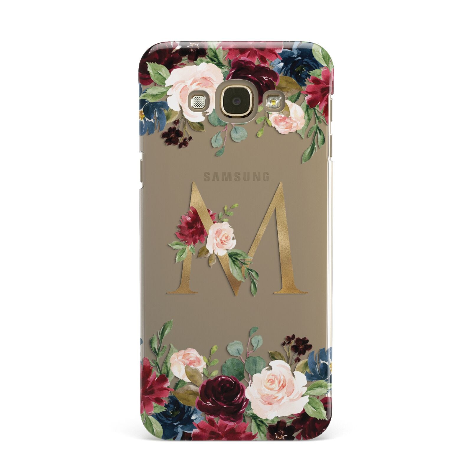 Personalised Clear Monogram Floral Samsung Galaxy A8 Case