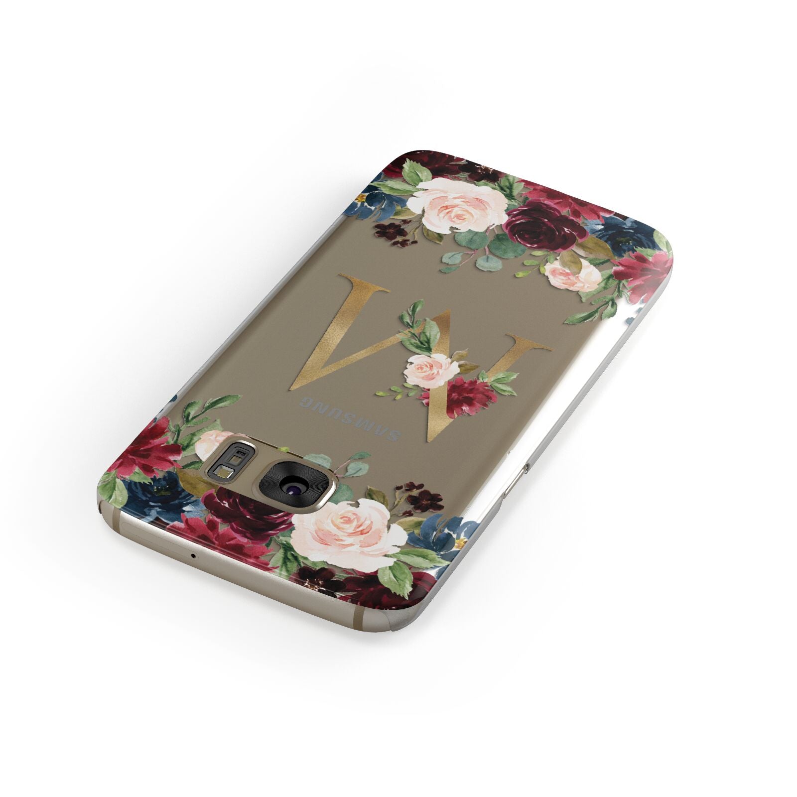 Personalised Clear Monogram Floral Samsung Galaxy Case Front Close Up