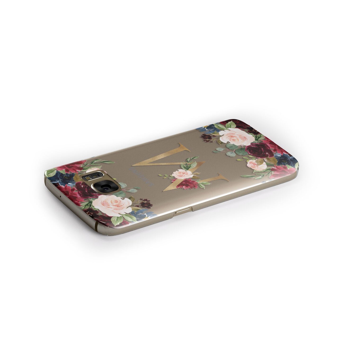 Personalised Clear Monogram Floral Samsung Galaxy Case Side Close Up
