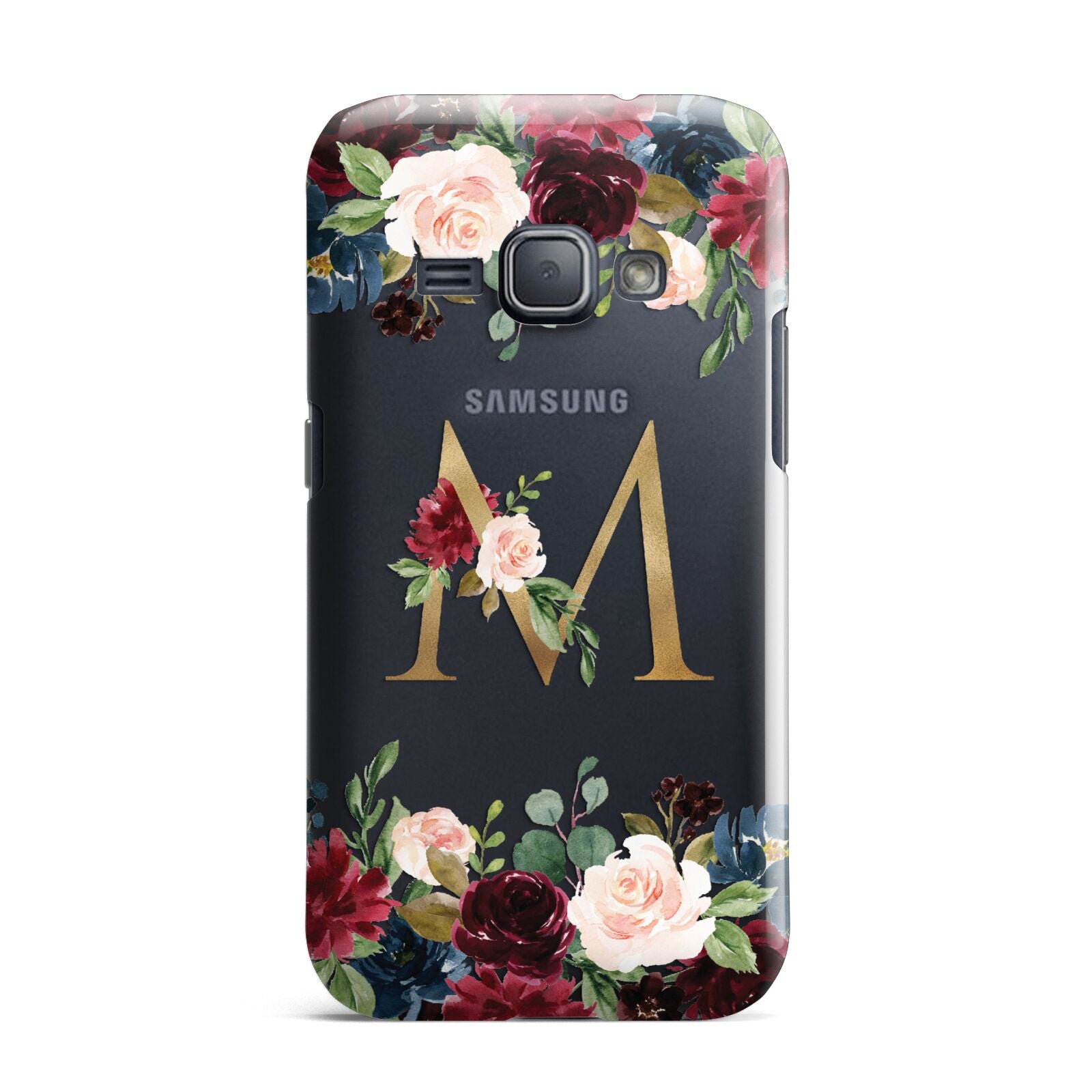 Personalised Clear Monogram Floral Samsung Galaxy J1 2016 Case