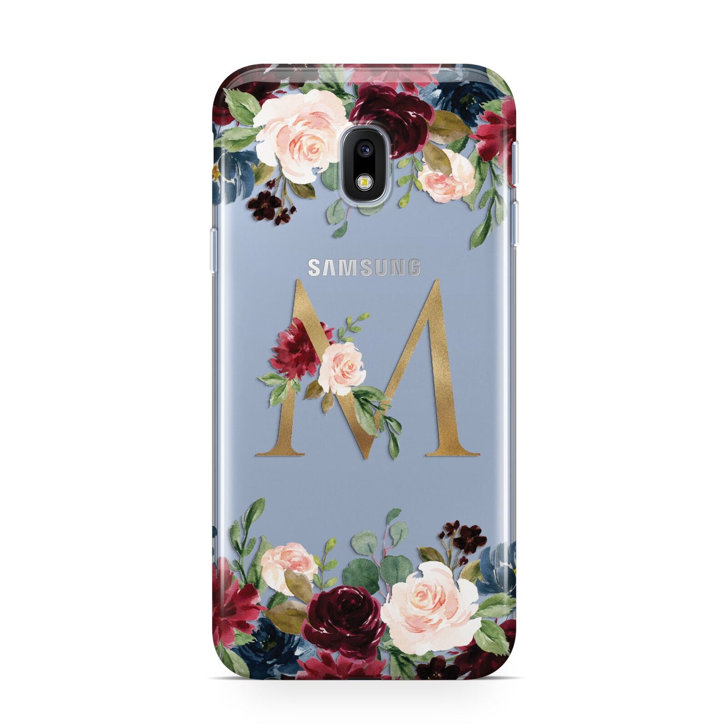 Personalised Clear Monogram Floral Samsung Galaxy J3 2017 Case