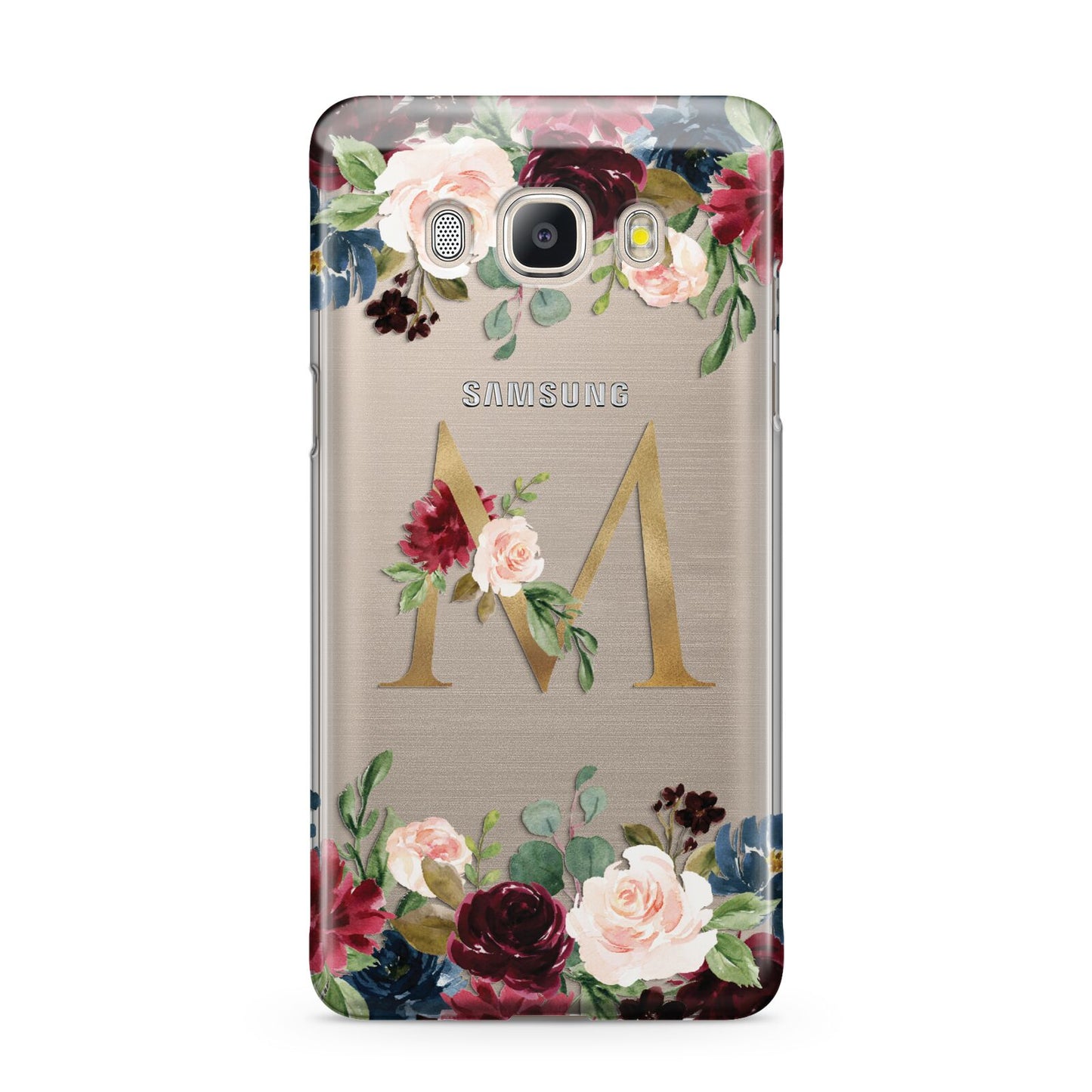 Personalised Clear Monogram Floral Samsung Galaxy J5 2016 Case