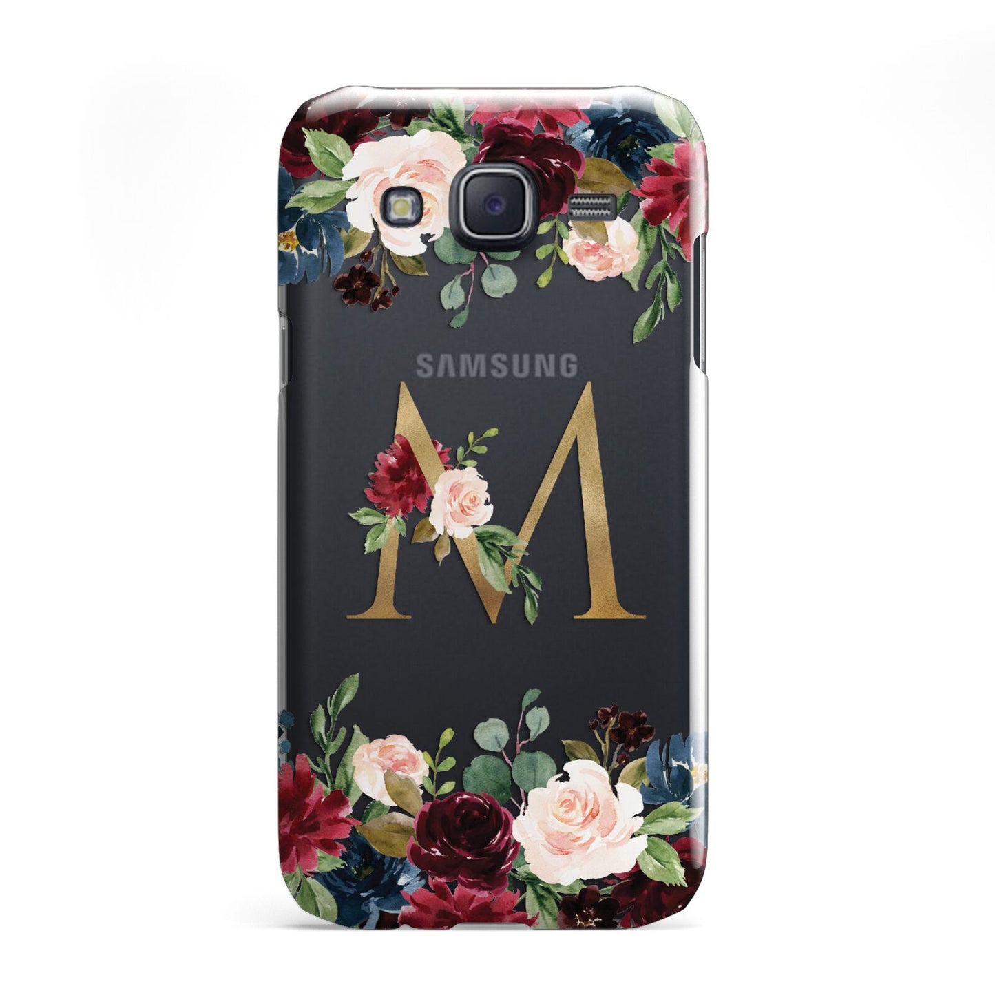 Personalised Clear Monogram Floral Samsung Galaxy J5 Case