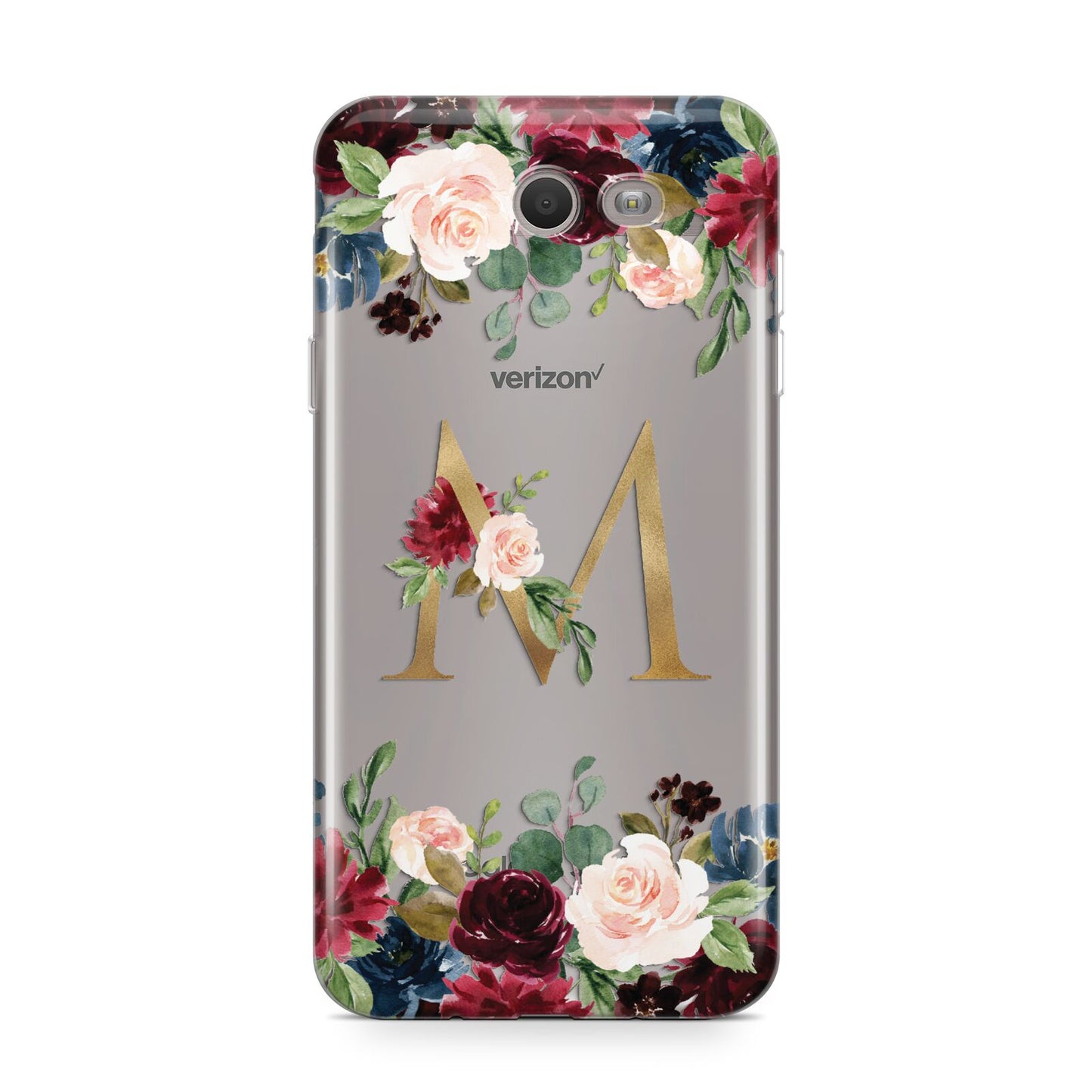 Personalised Clear Monogram Floral Samsung Galaxy J7 2017 Case