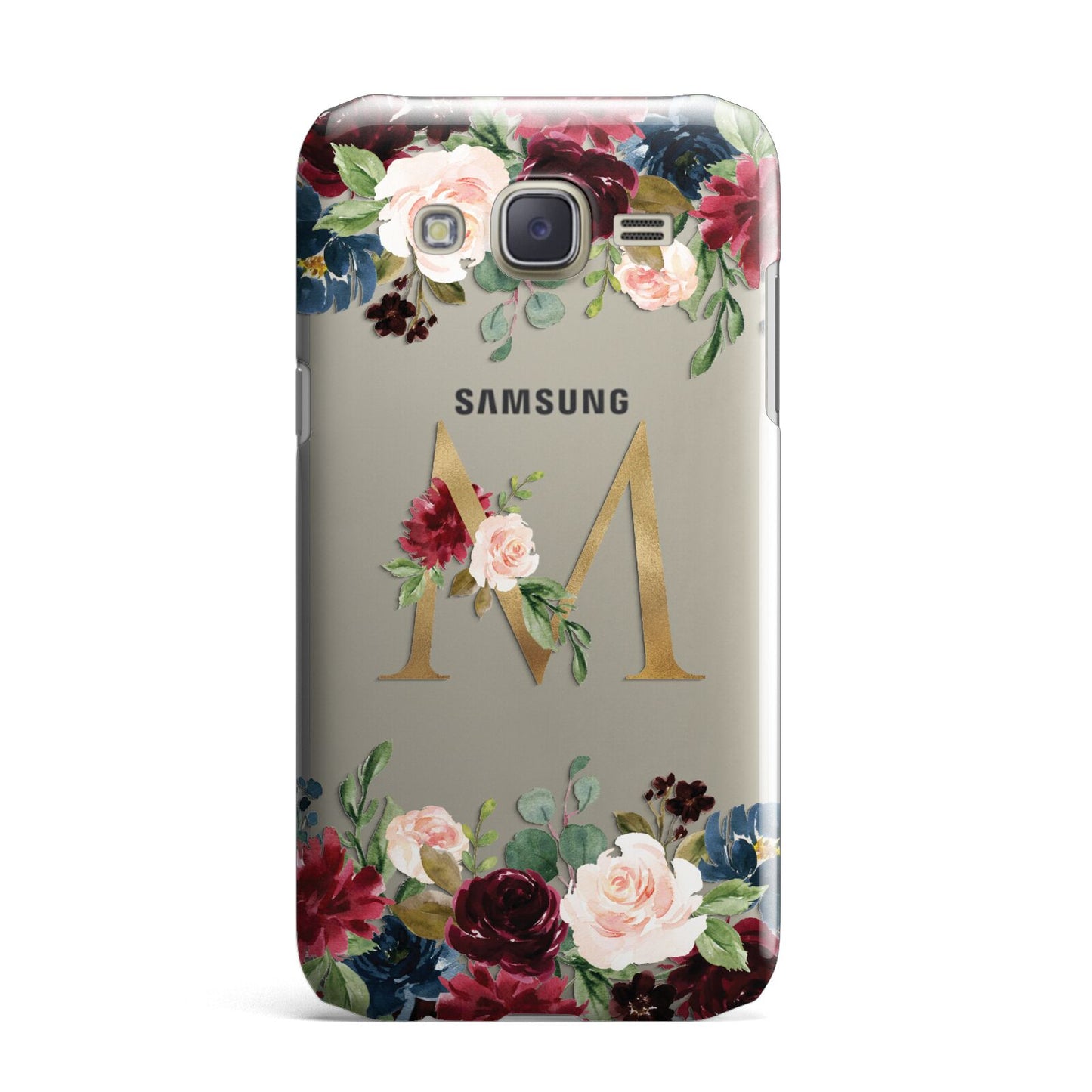 Personalised Clear Monogram Floral Samsung Galaxy J7 Case