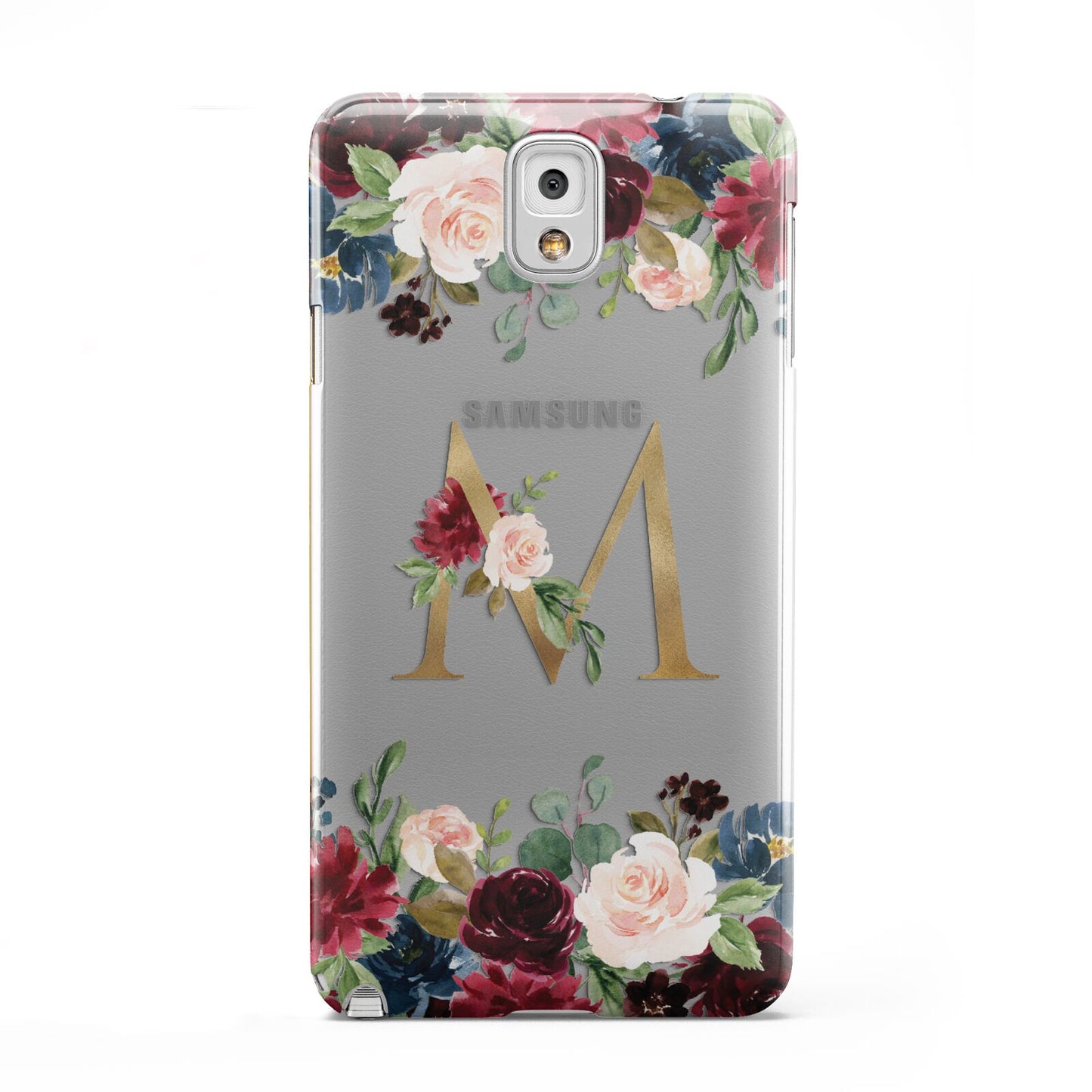 Personalised Clear Monogram Floral Samsung Galaxy Note 3 Case