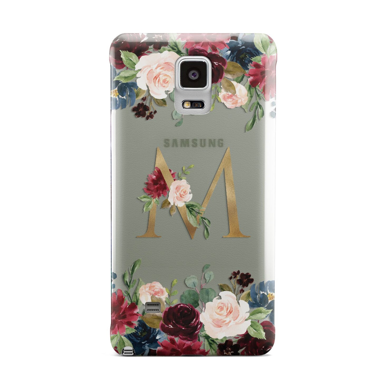 Personalised Clear Monogram Floral Samsung Galaxy Note 4 Case