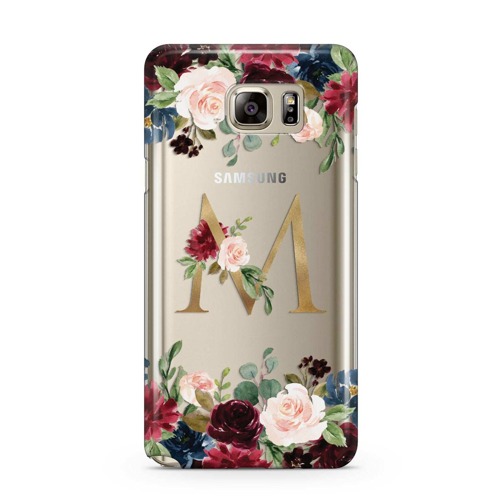Personalised Clear Monogram Floral Samsung Galaxy Note 5 Case