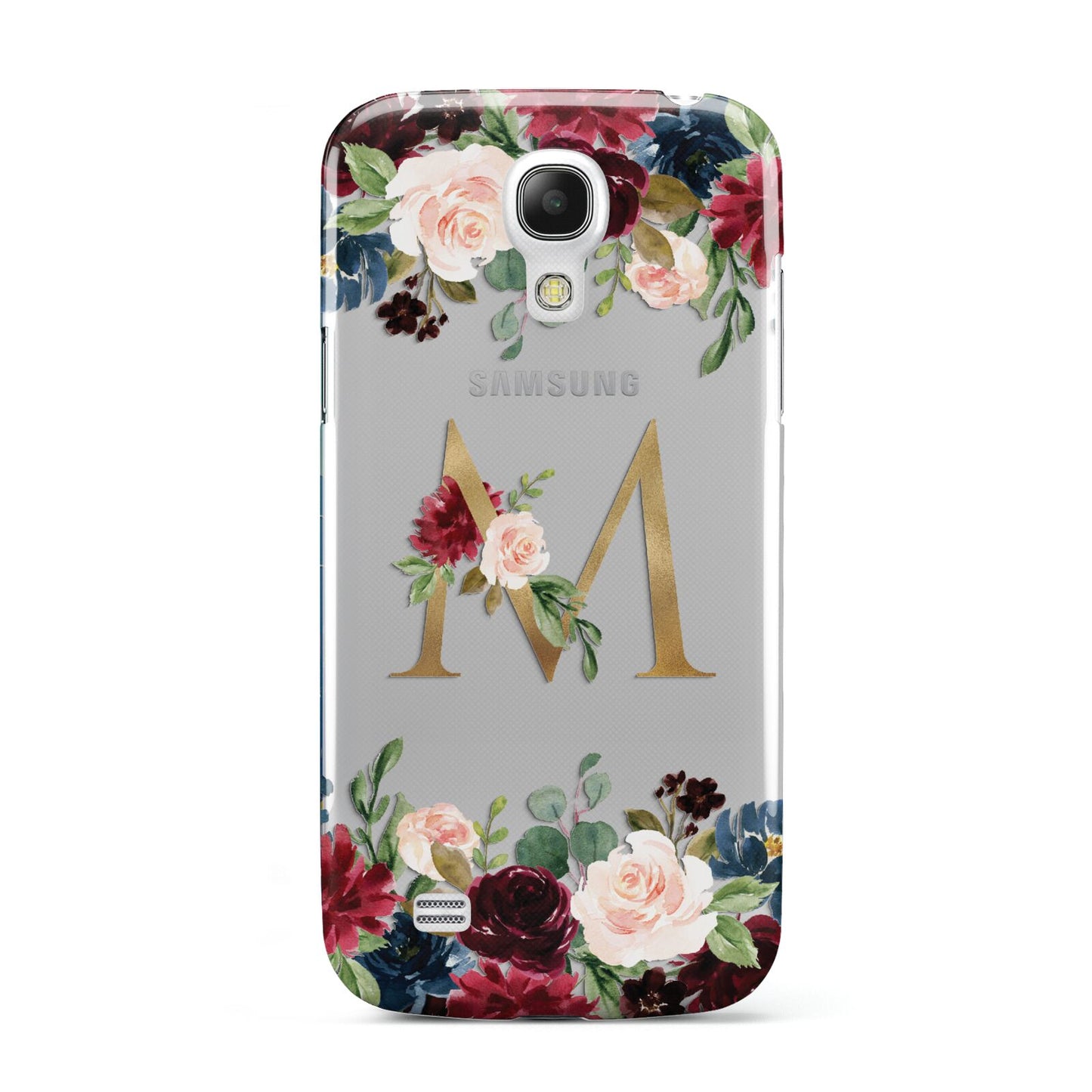 Personalised Clear Monogram Floral Samsung Galaxy S4 Mini Case