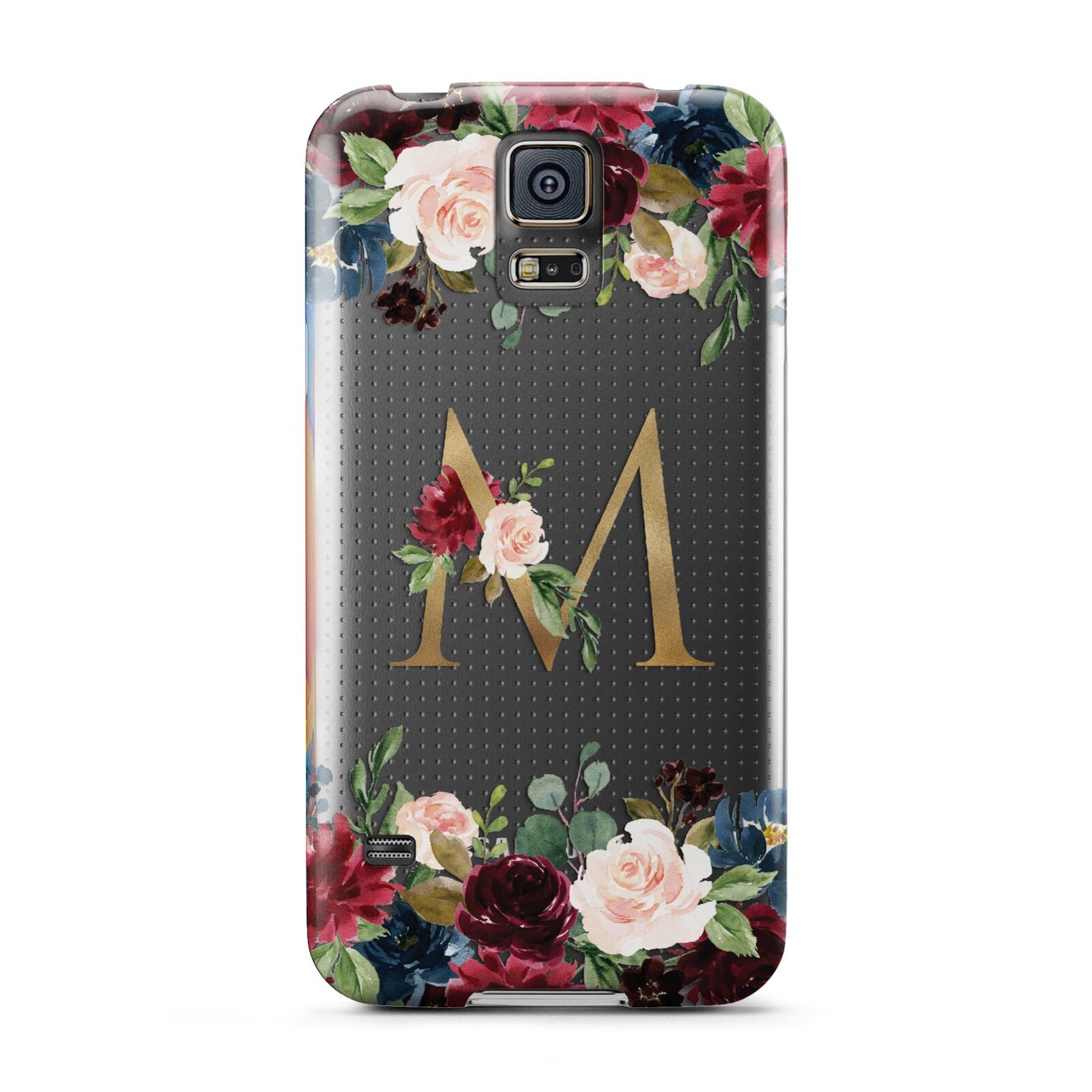 Personalised Clear Monogram Floral Samsung Galaxy S5 Case