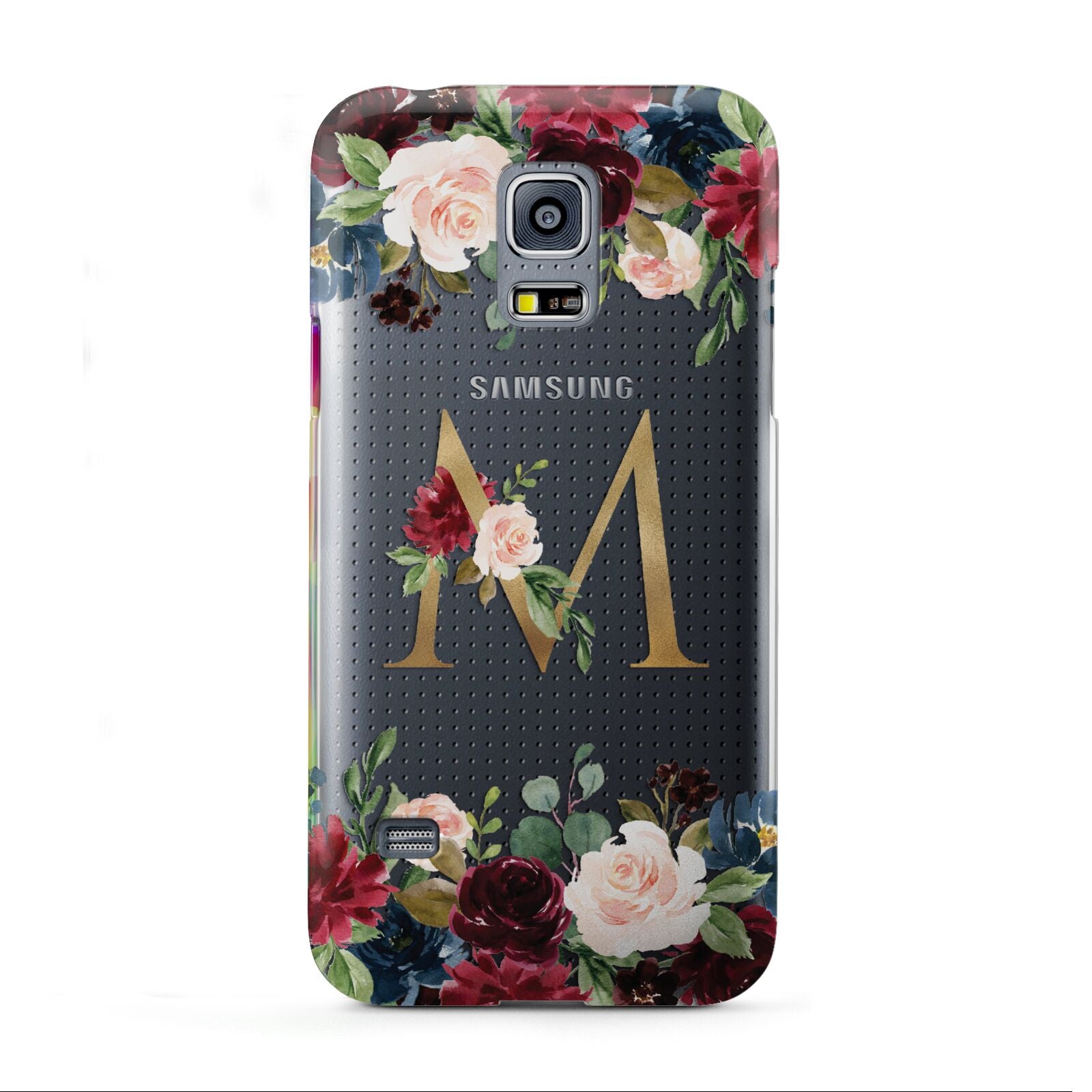 Personalised Clear Monogram Floral Samsung Galaxy S5 Mini Case